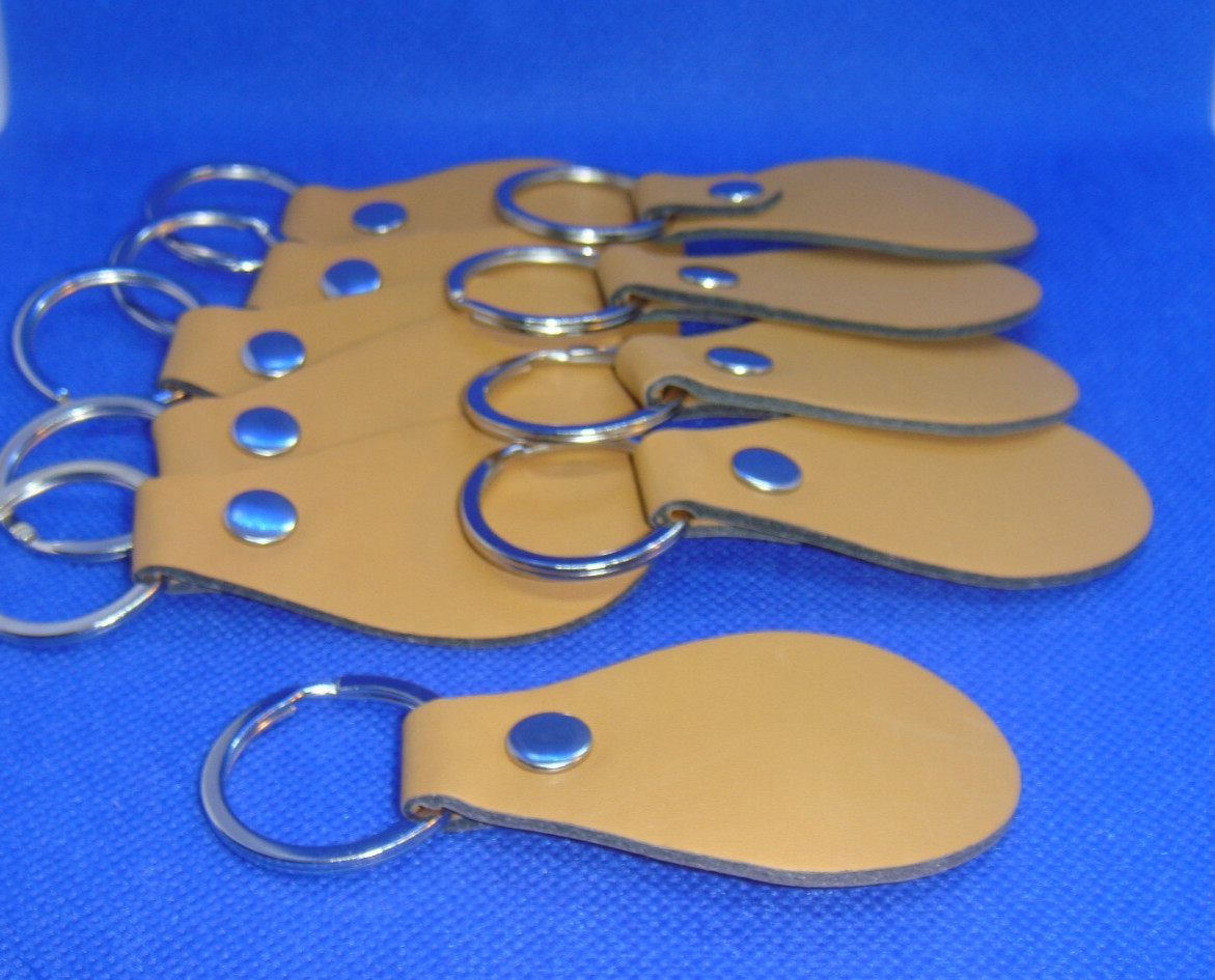 #10 TEN " BROWN " PU Leather Key Fob Blank KEY RING DIY Laser Engraving-WRITE OK