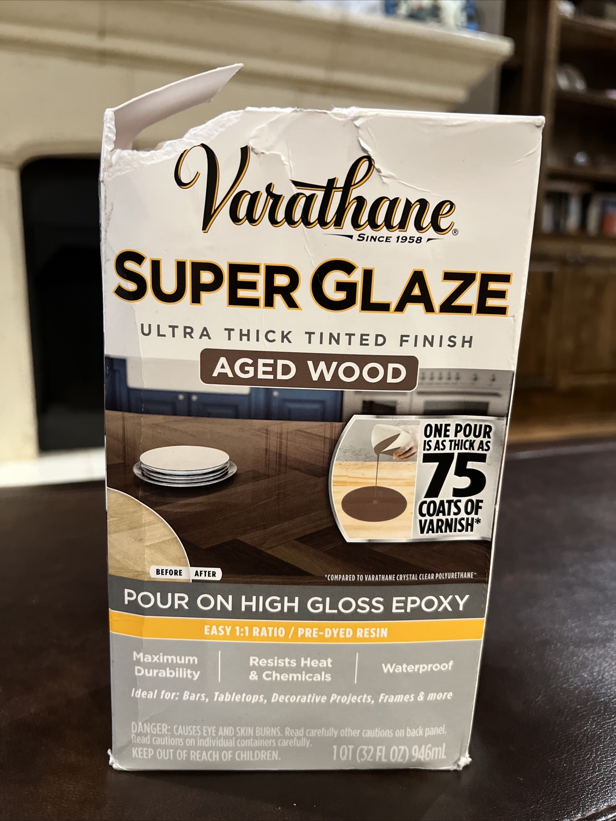 Varathane  Super Glaze Pour-On High Gloss Epoxy Quart Aged Wood,