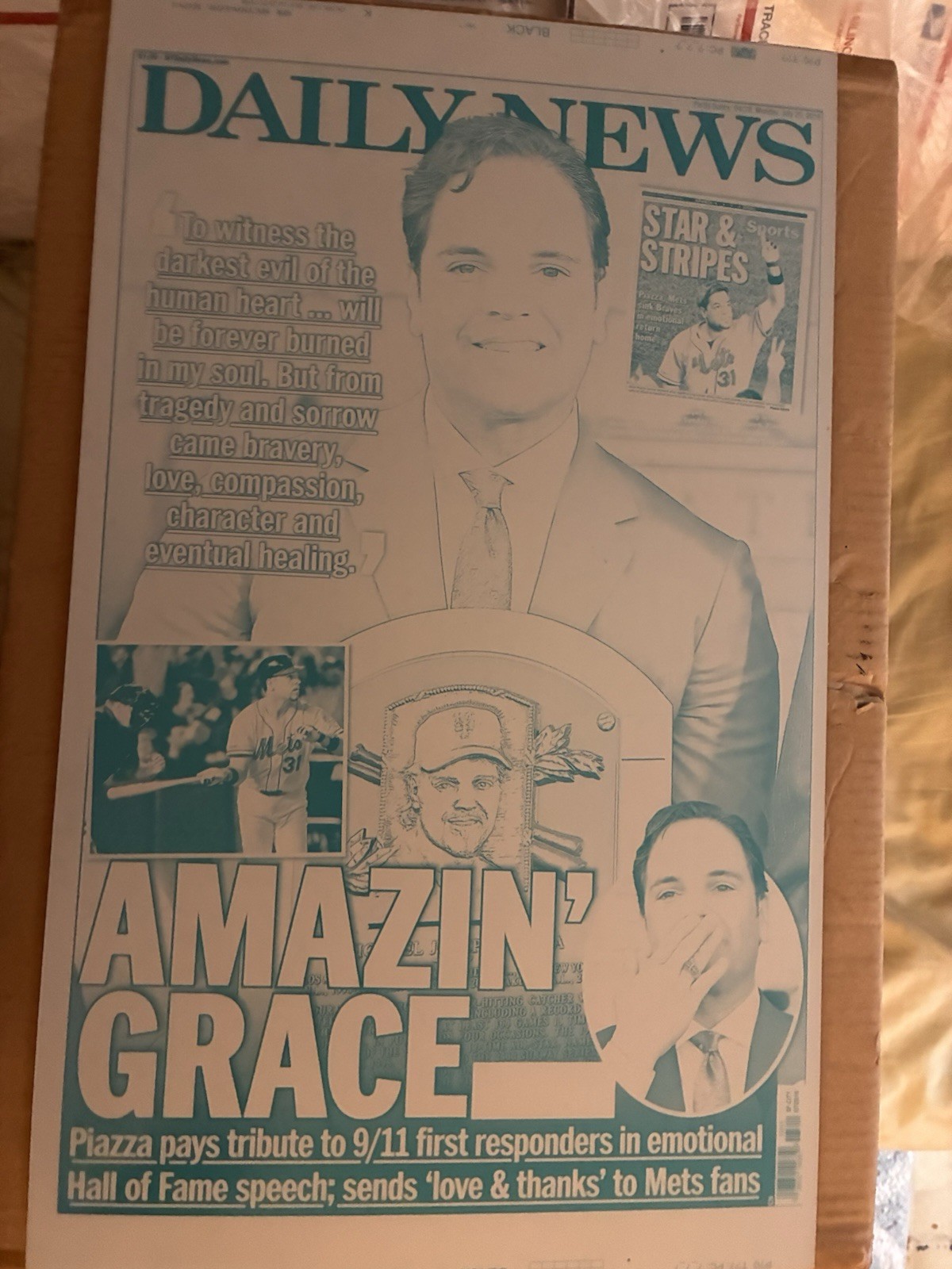 New York METS Mike Piazza HALL FAME 7/25/16 Daily News NEWSPAPER PRINTING PLATE
