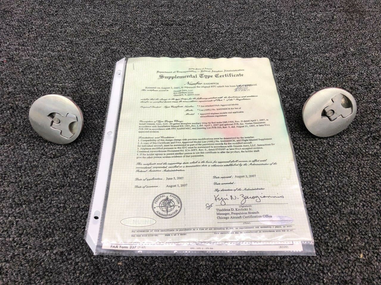 Beechcraft A36TC Genesis Aero Fuel Cap Set W/ STC (SA02460CH)