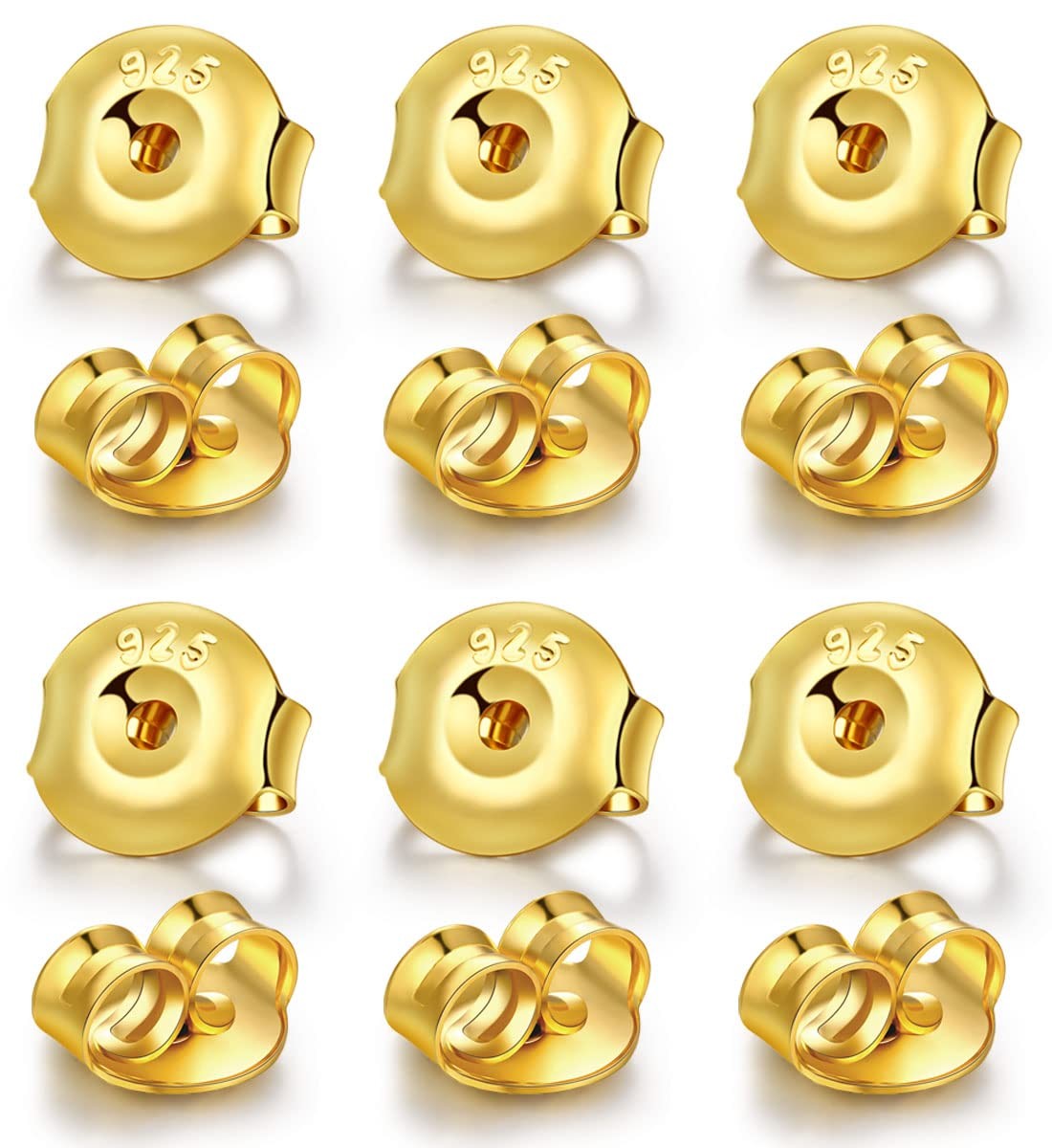6PAIRS 14K Gold Earring Backs Replacement Ear Locking for Stud Earrings NEW