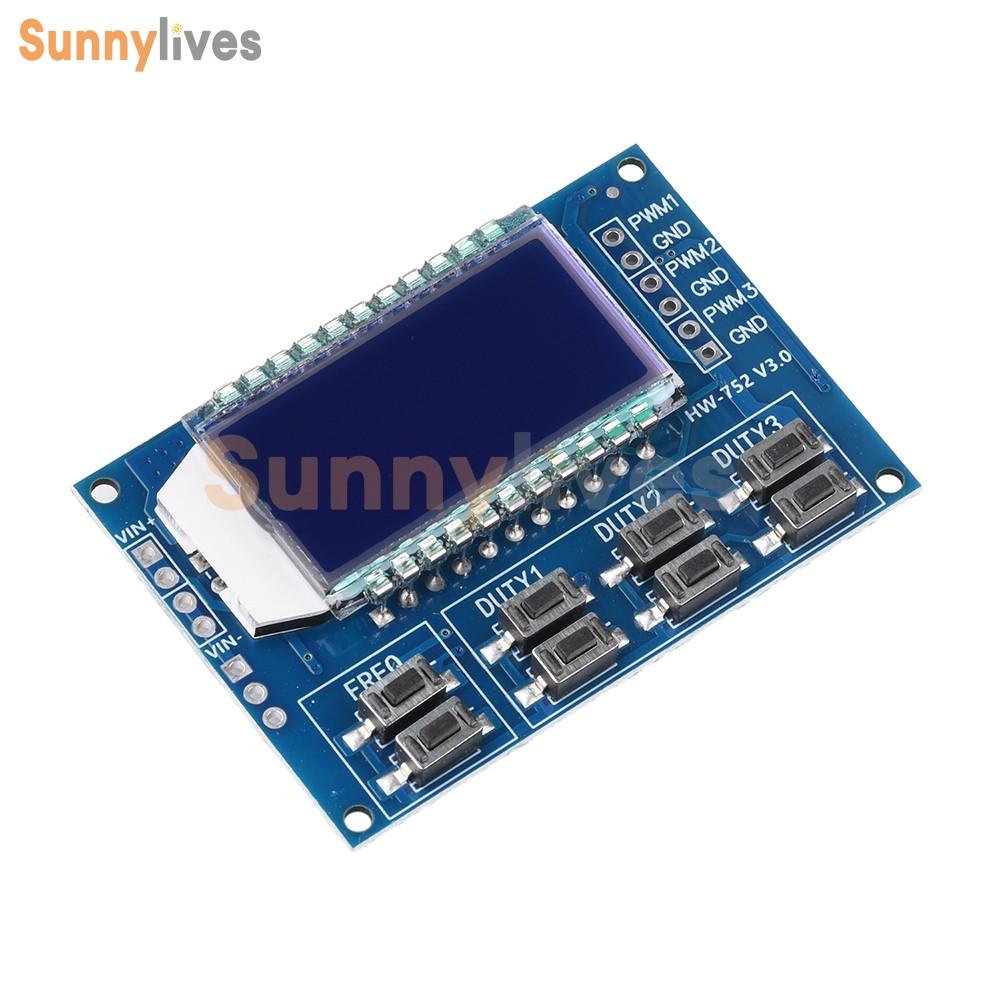 3-Channel Signal Generator PWM Pulse Wave Frequency Duty Cycle Adjustable Module