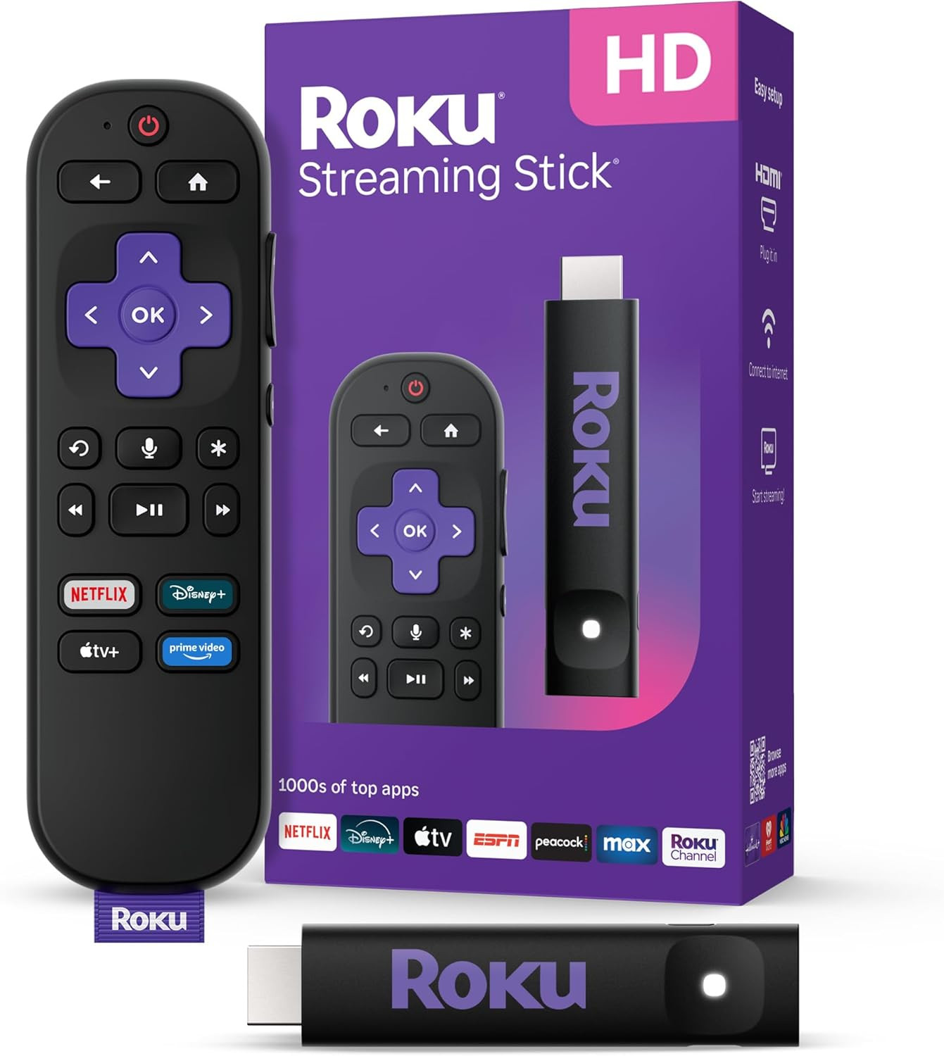 Roku Streaming Stick HD 2025 with Voice Remote and Free Live TV Access