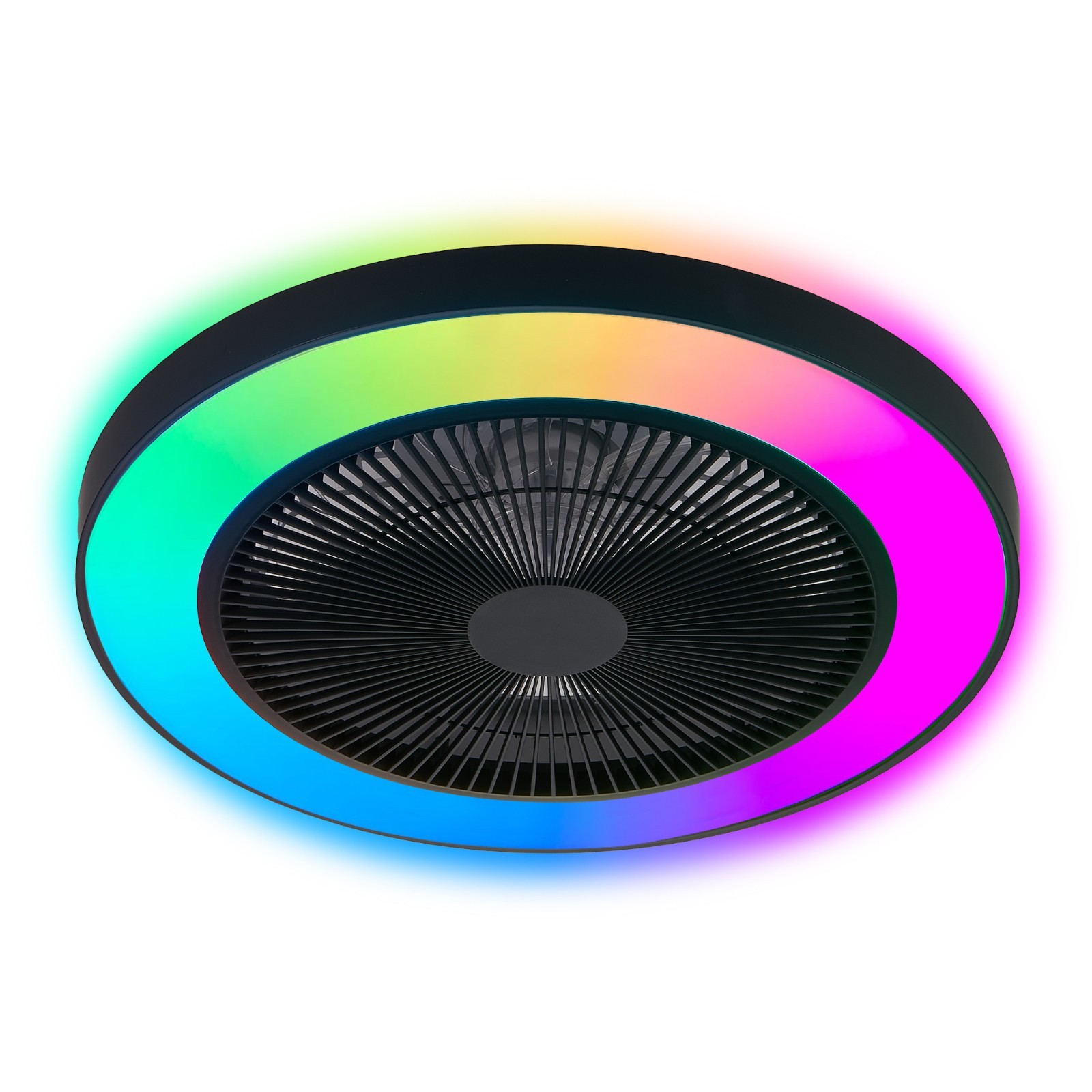 19" RGB LED Smart Ceiling Fan Light – Dimmable, APP/Remote, Silent Reversible DC
