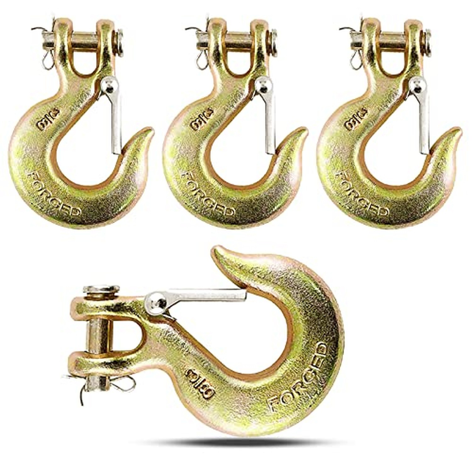 3/8'' Heavy Duty Forged Steel Clevis Slip Hook (Set of 4), Safety Hook G70 To...