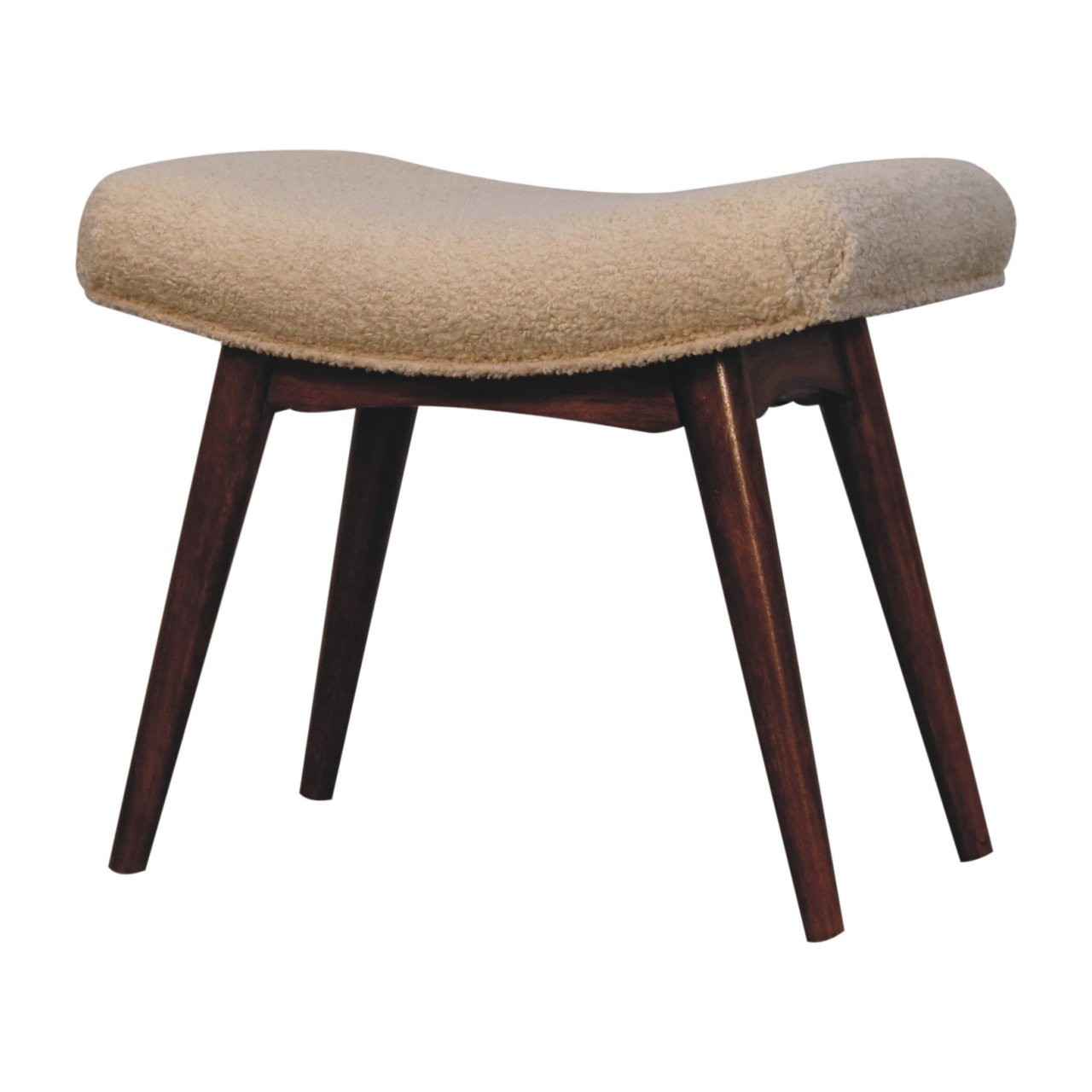 Honey Caramel Bouclé Curved Bench