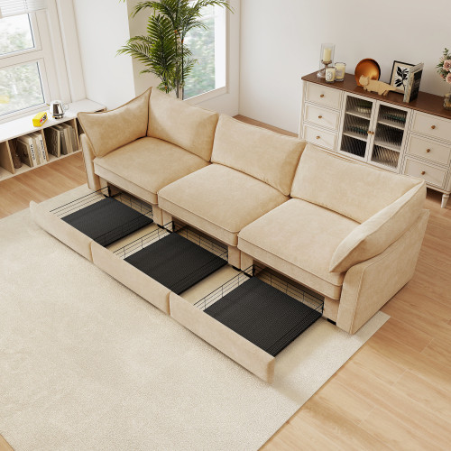 3Seater SofaWith Storage Pull outDrawersUnder Each Seat3 - Seat Large Wide