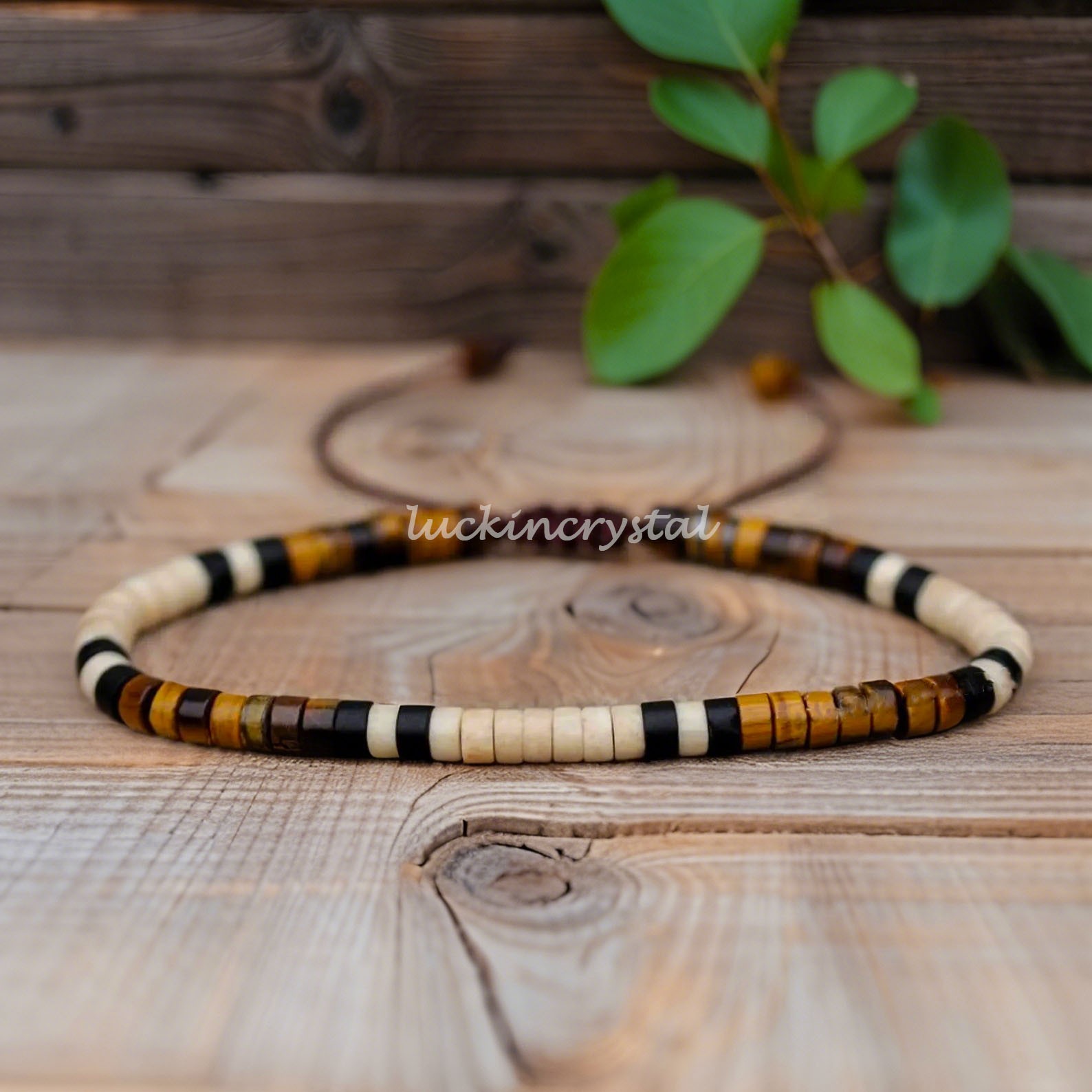Tiger Eye Ivory Howlite Tube Beads Healing Dainty Women Men Surfer Bracelet