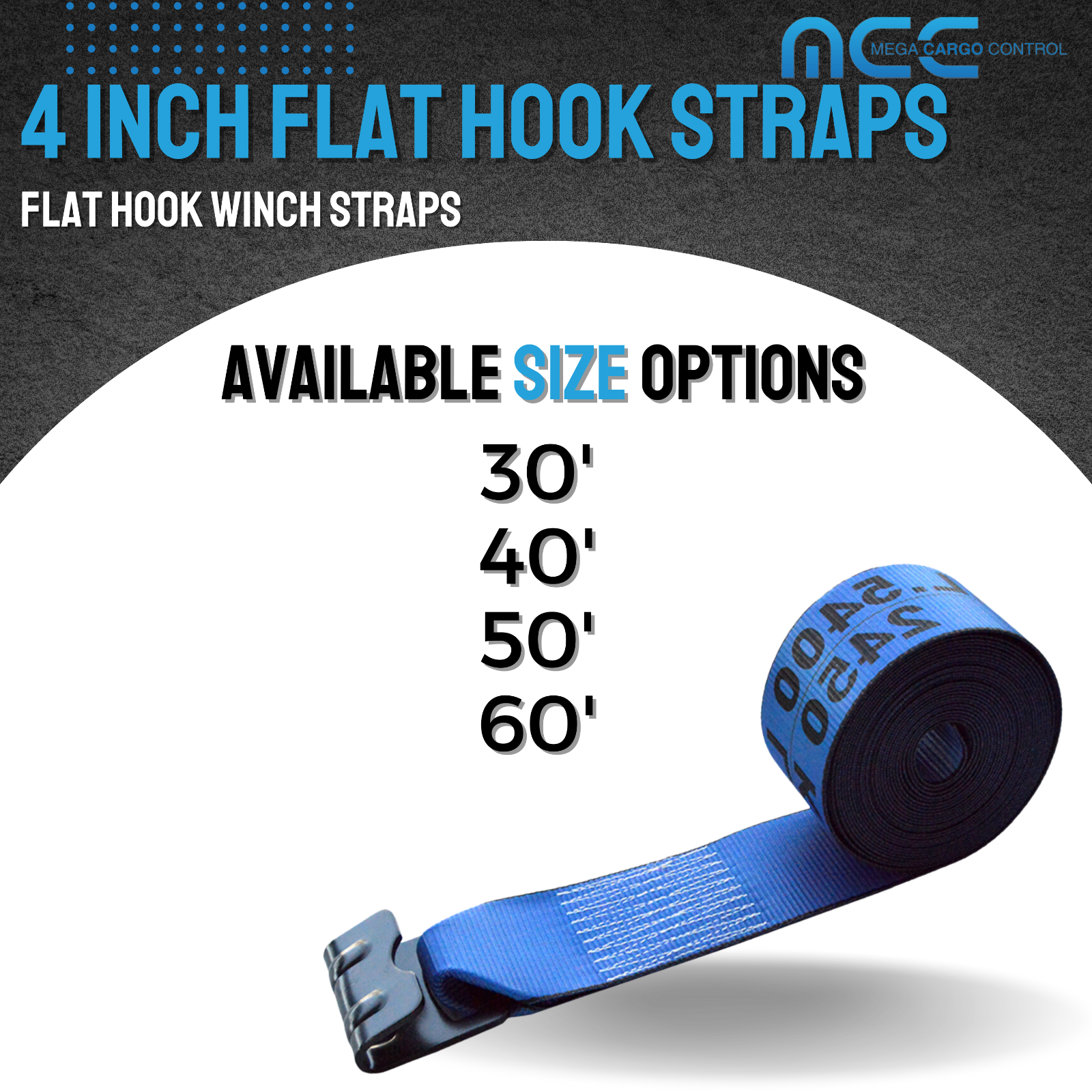 4 Pack 4" x 30' Winch Tie Down Strap w/ Flat Hook for Flatbed Truck Trailer Farm