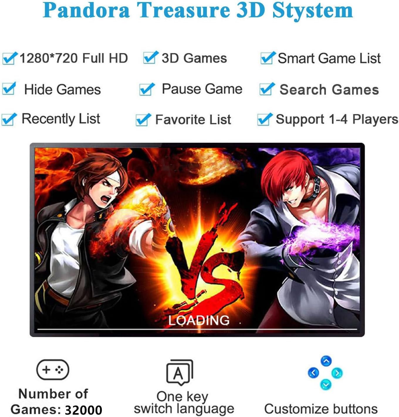 ✅GWALSNTH 32000 in 1 Pandora Box 60S Arcade Games Console,1280X720 Display Retro