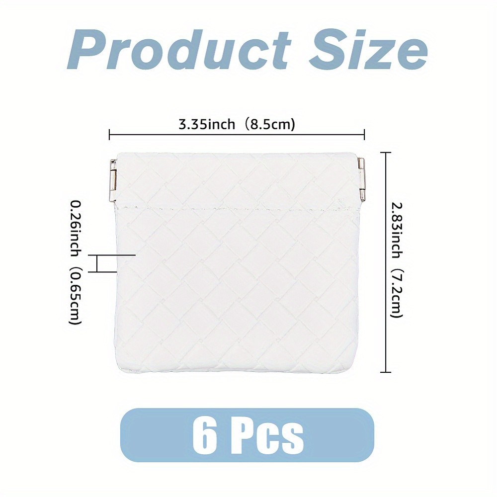 6pcs Rectangle Imitation Leather Multipurpose Shrapnel Makeup Bags Coin