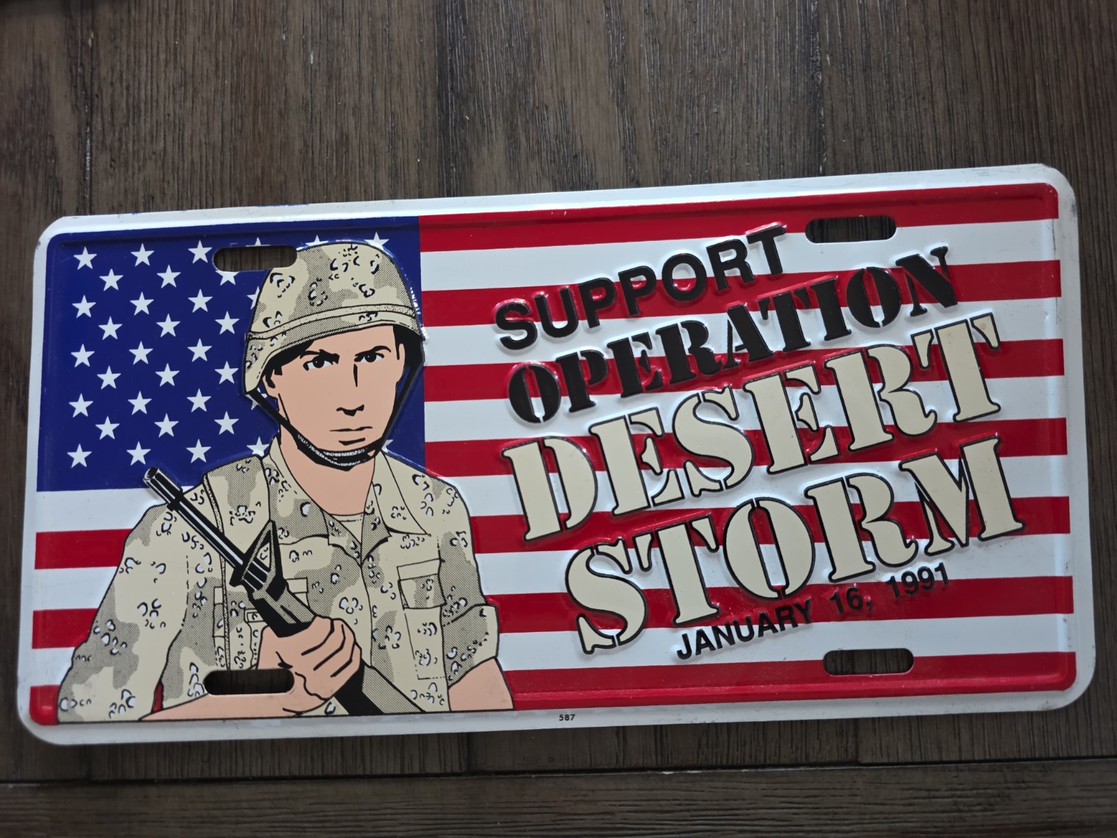 1991 Support Operation Desert Storm Booster License Plate Veteran Soldier Army