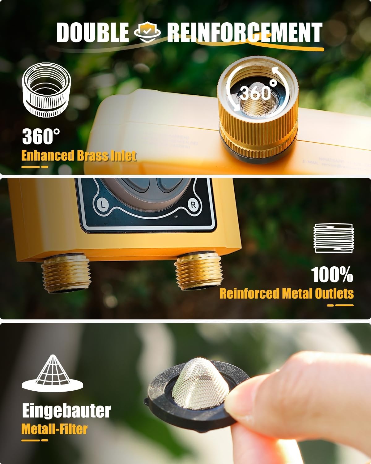 RAINPOINT 2-ZONE WIFI WATER TIMER WITH BRASS INLET & OUTLET, WIFI HUB SOCKET