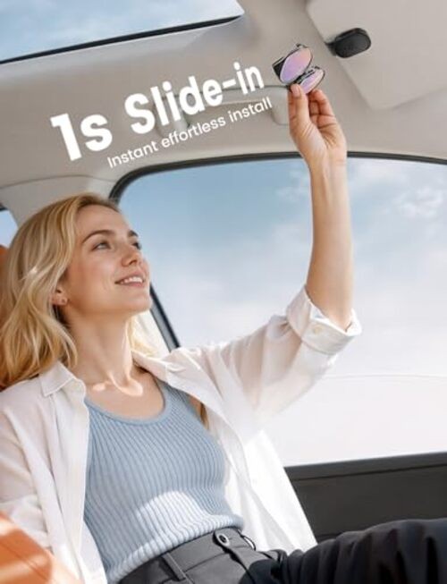 Sunglass Holder for Car Visor - [1s One-Hand Access] [Never Fall Secure] Car