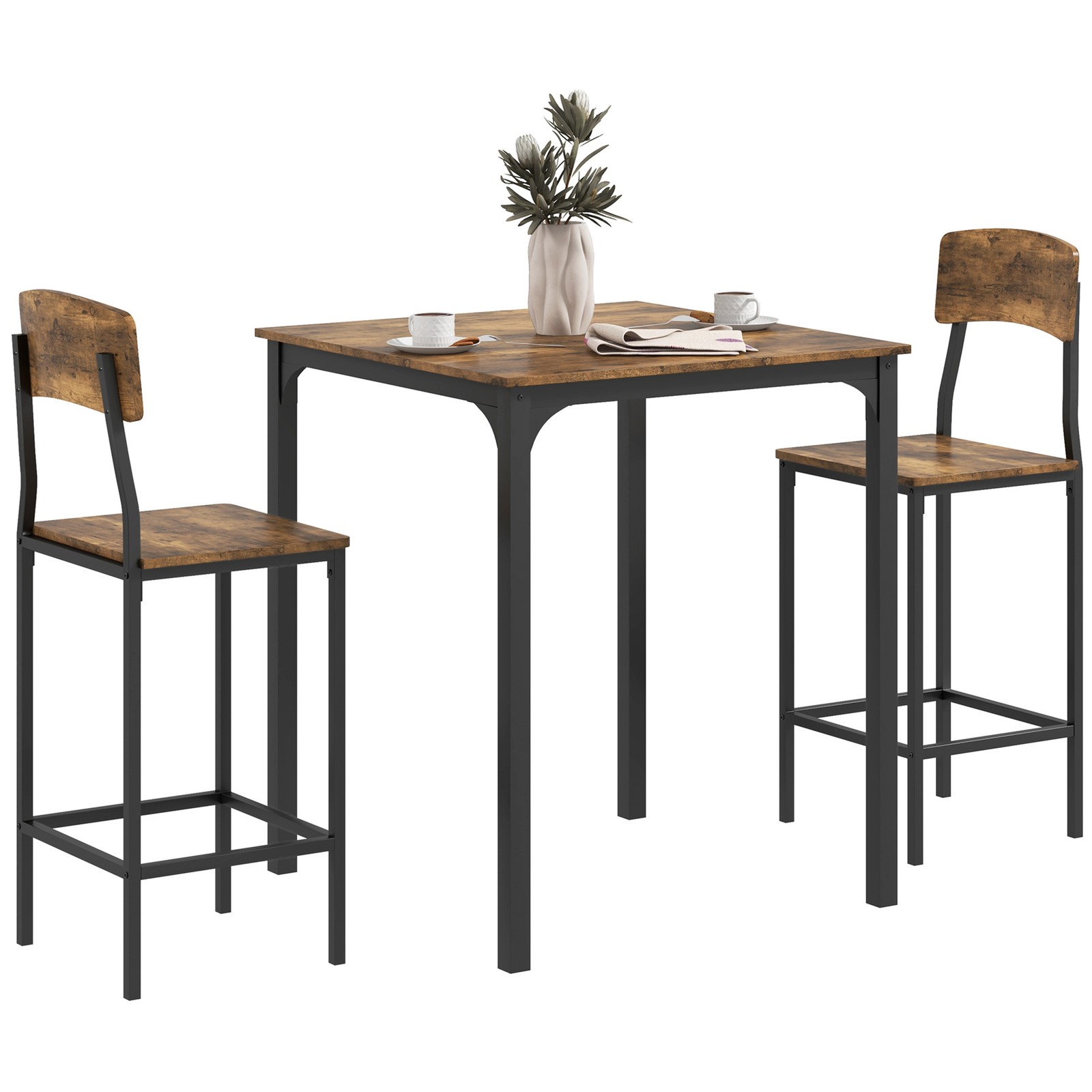 3 Piece Counter Height Bar Table and Chairs Set, Dining Table Set for 2