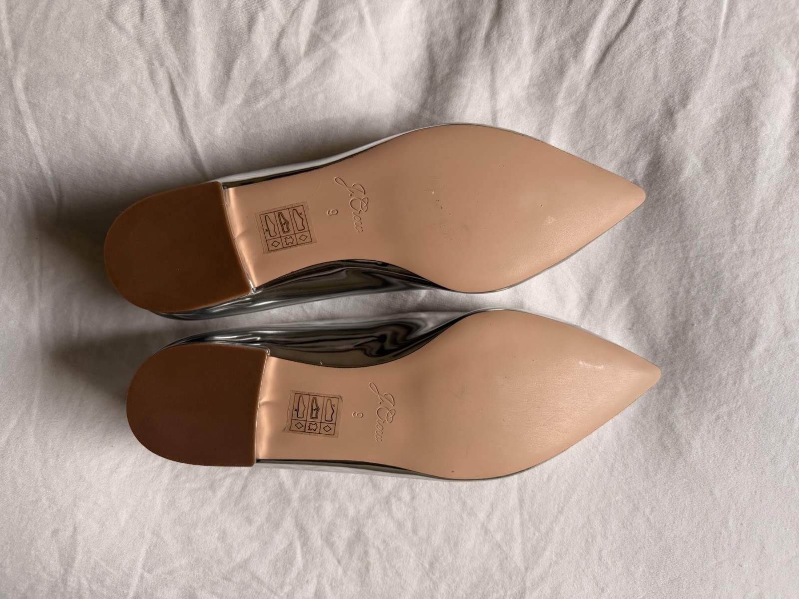 J Crew Flats Ballet Flats Size 9 Silver Brand New Point Toe