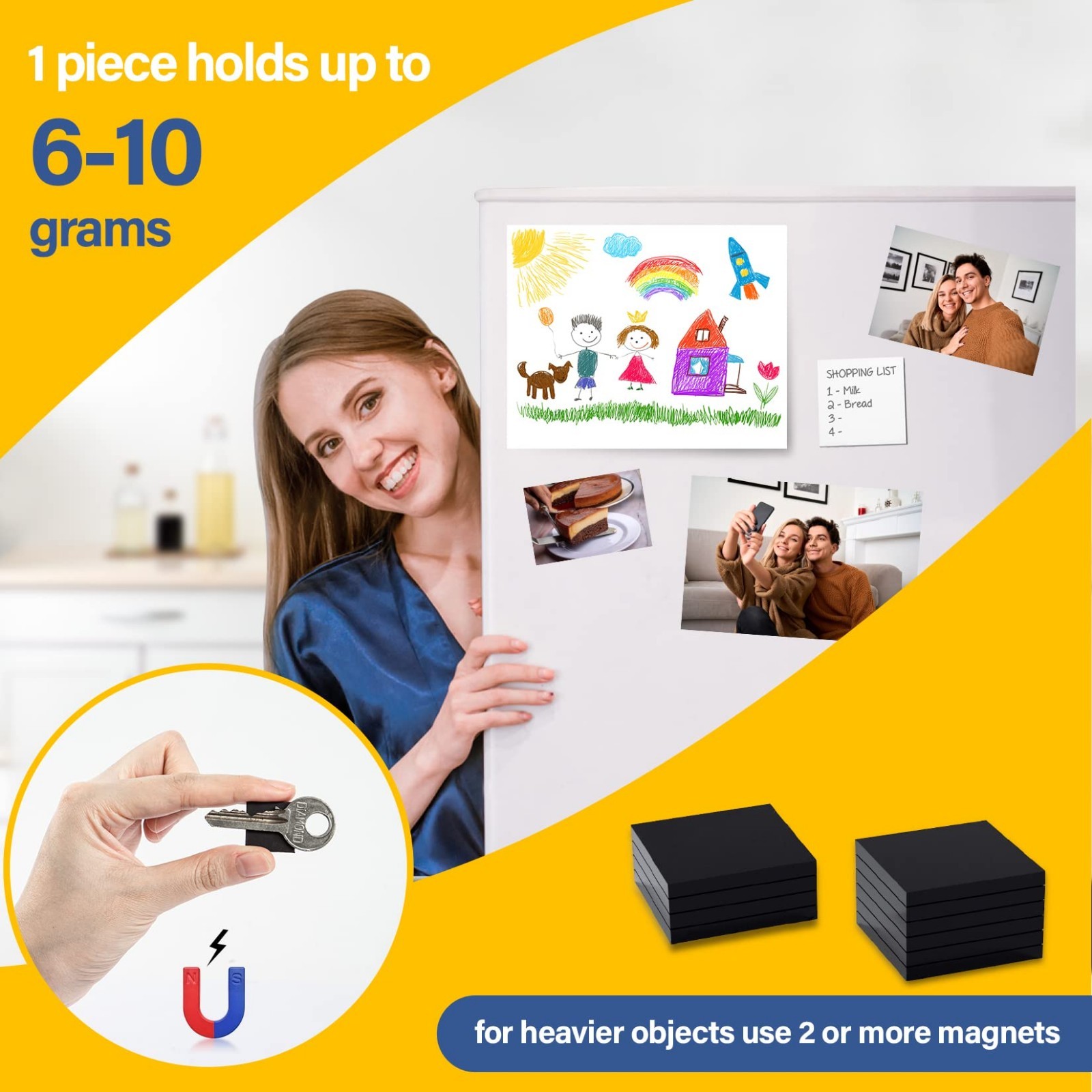 144Pcs Square Magnets Magnetic Tape Strip - Magnet Sheets with Adhesive Backin