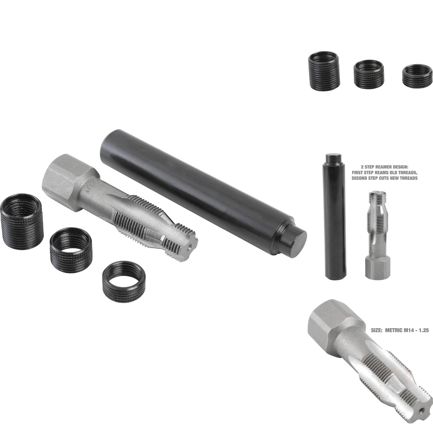 5-Piece Spark Plug Repair Kit with M14-1.25 Reamer & Thread Inserts-Great Value!