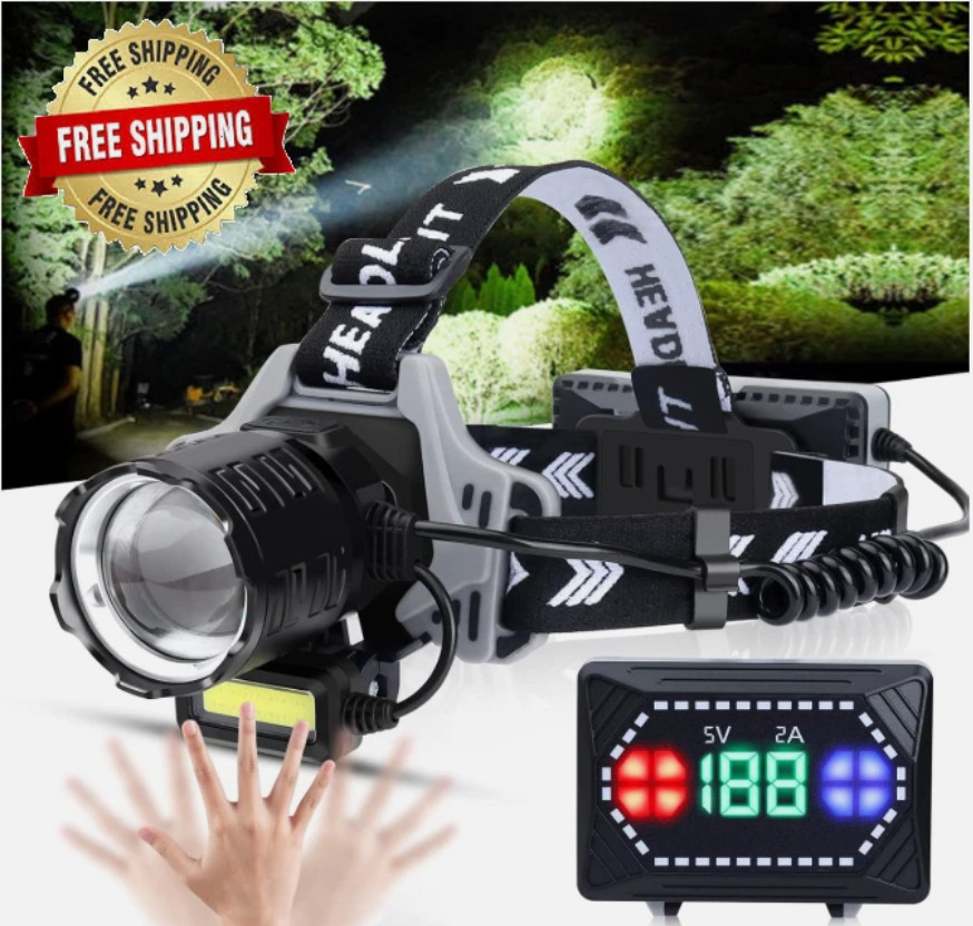 Linterna Frontal Recargable LED, Sensor De Movimiento, 8 Modos, Ajustable a 135°