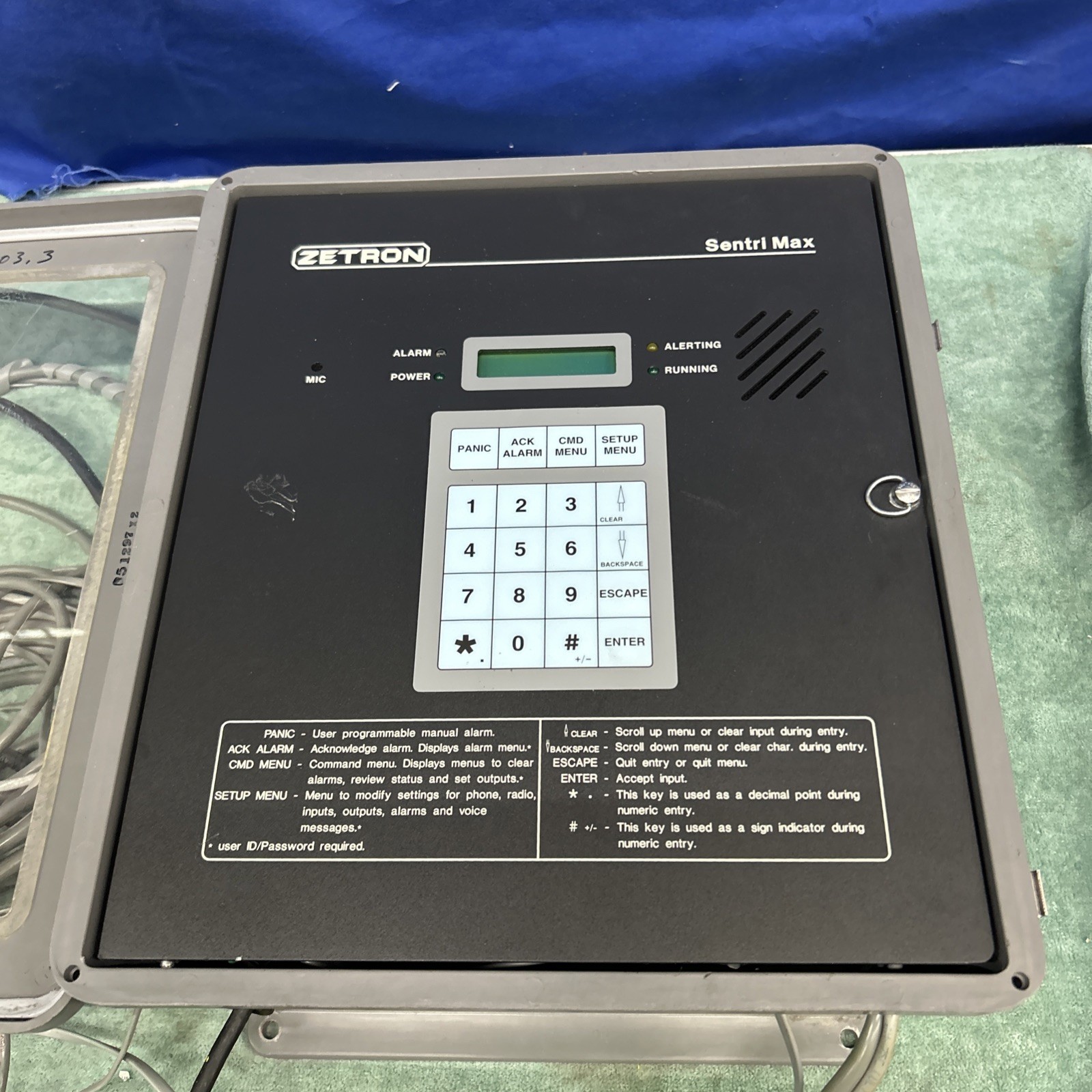 Alarm Panel Zetron SentriMax Model 1550 Untested