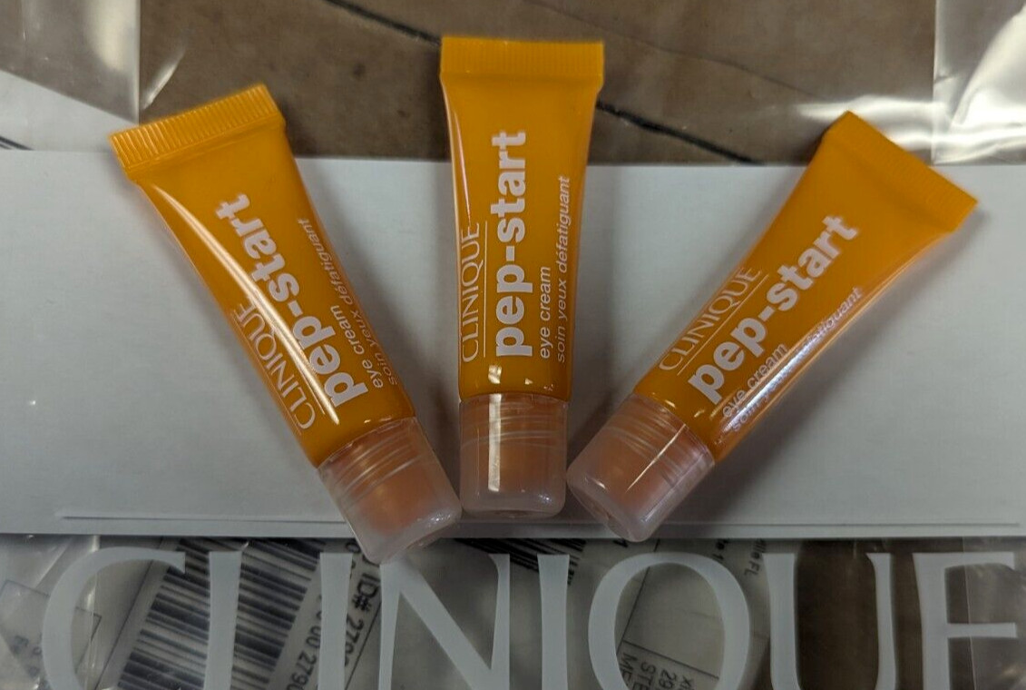 Lot of 3x CLINIQUE Pep-Start Eye Cream 0.24 oz/7 ml each Sample/Travel Perks Up