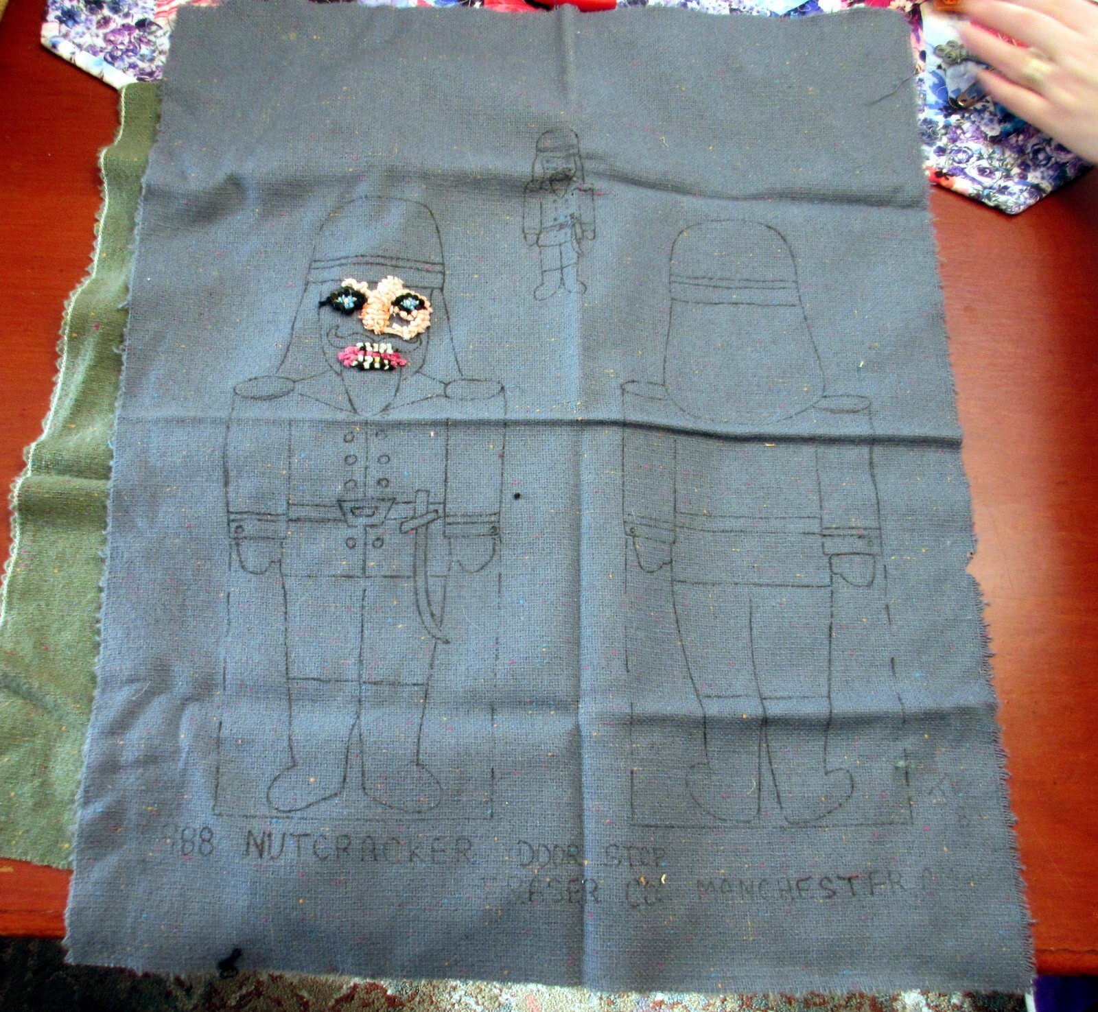 Linen NUTCRACKER Door Stop Quilt PATTERN by FRASER - Actual Size 16" x 6"
