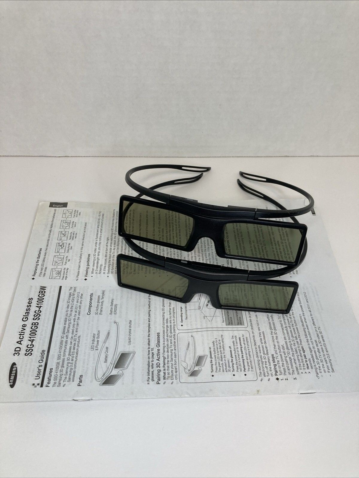 Samsung 3D Active Glasses Model SSG-4100GB Lot of 2 Pairs Smart TV Home Use