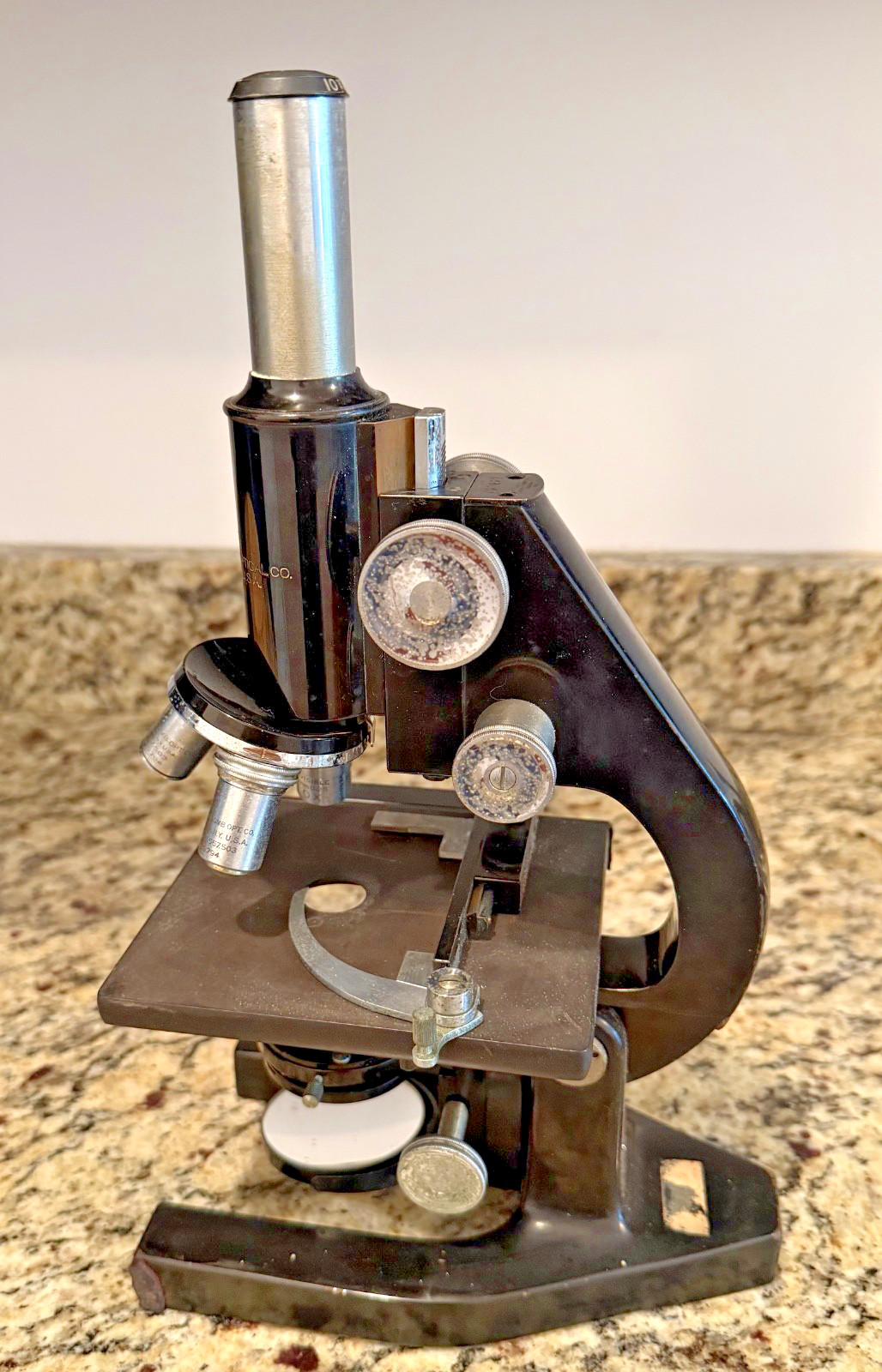 Vintage Bausch and Lomb Microscope sold by Arthur H. Thomas Co
