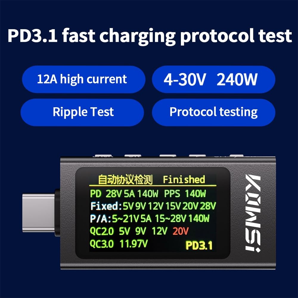 USB C Tester USB C Power Meter Tester,Digital Multimeter with LCD Display,Dig...