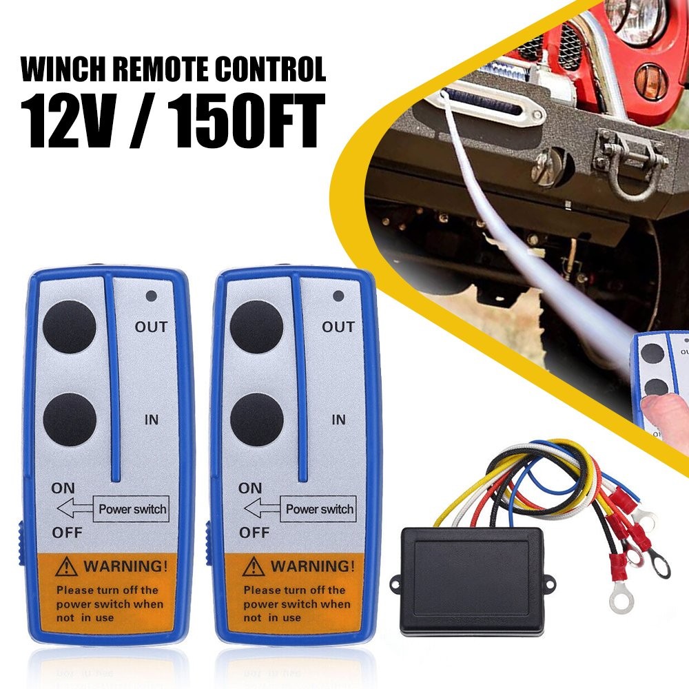 Wireless Winch Remote Control Kit 12V Receiver 150ft Twin Switch Handset Easy US