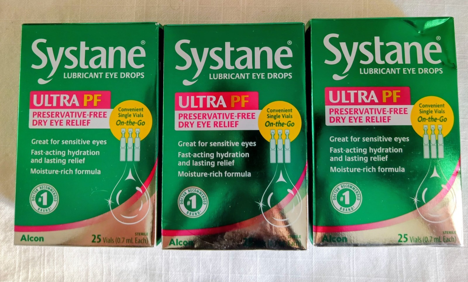 Systane Ultra PF Lubricant Eye Drops Dry Relief 3p x 25=75 Vials Exp 12/2026