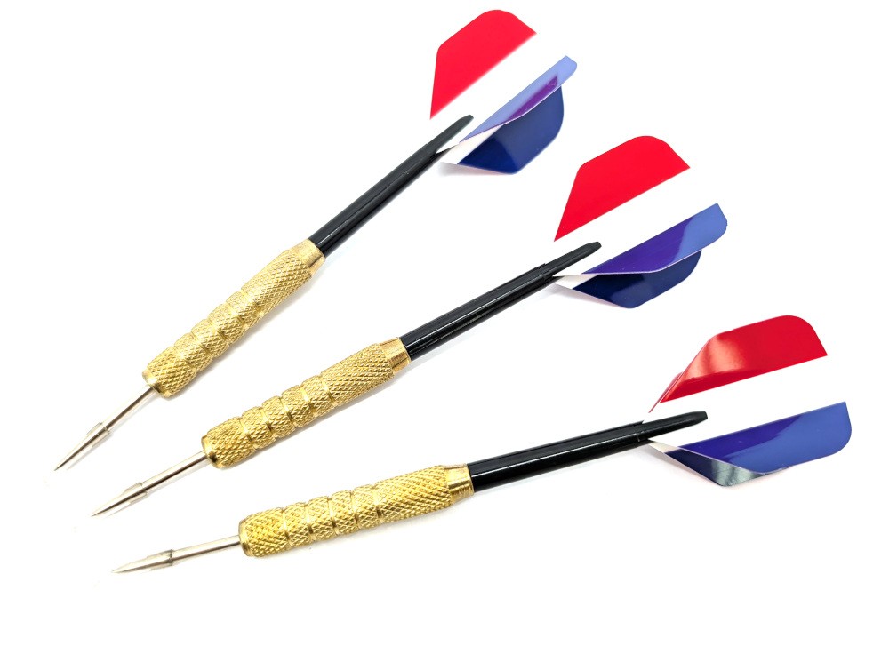 3X Dart Arrows France 19G Metal Tip Steel Dart PVC Shaft Flag Gold France