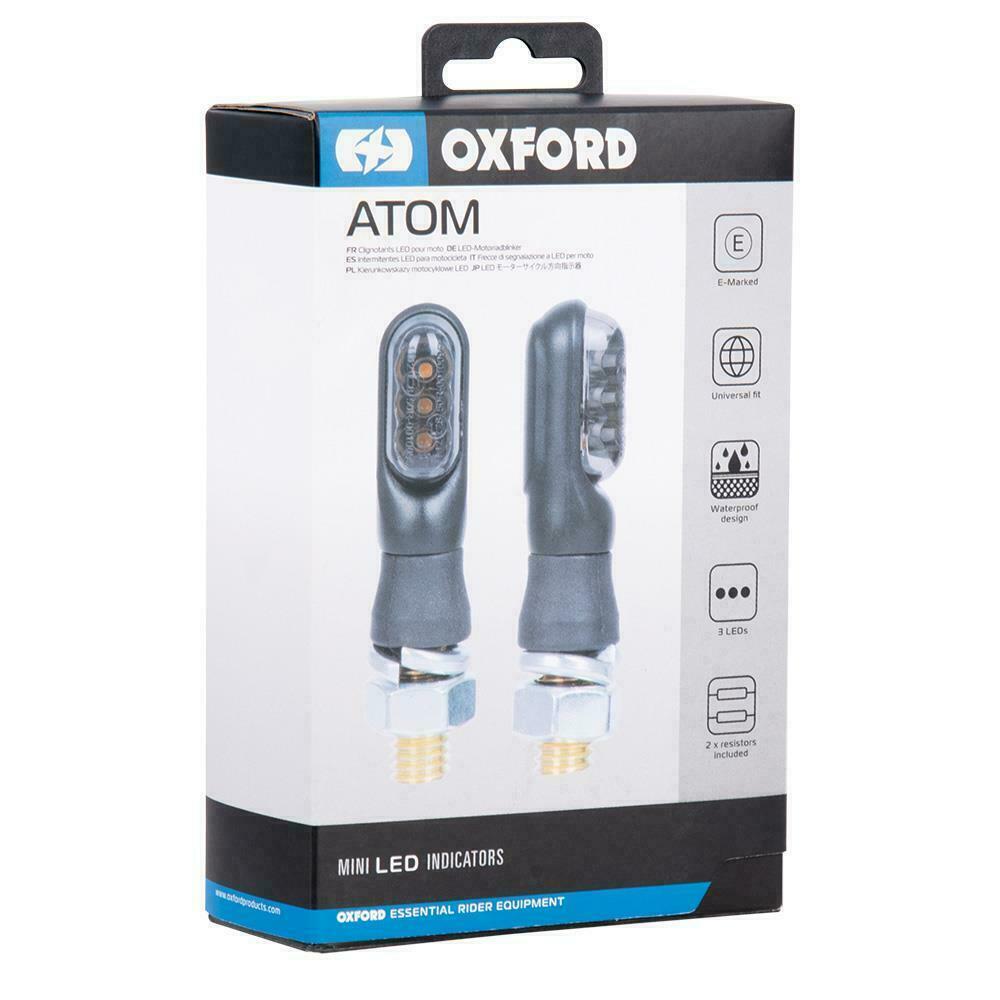 Oxford ATOM Motorbike Mini Indicators Black With 2 Resistors - 13 x 58mm