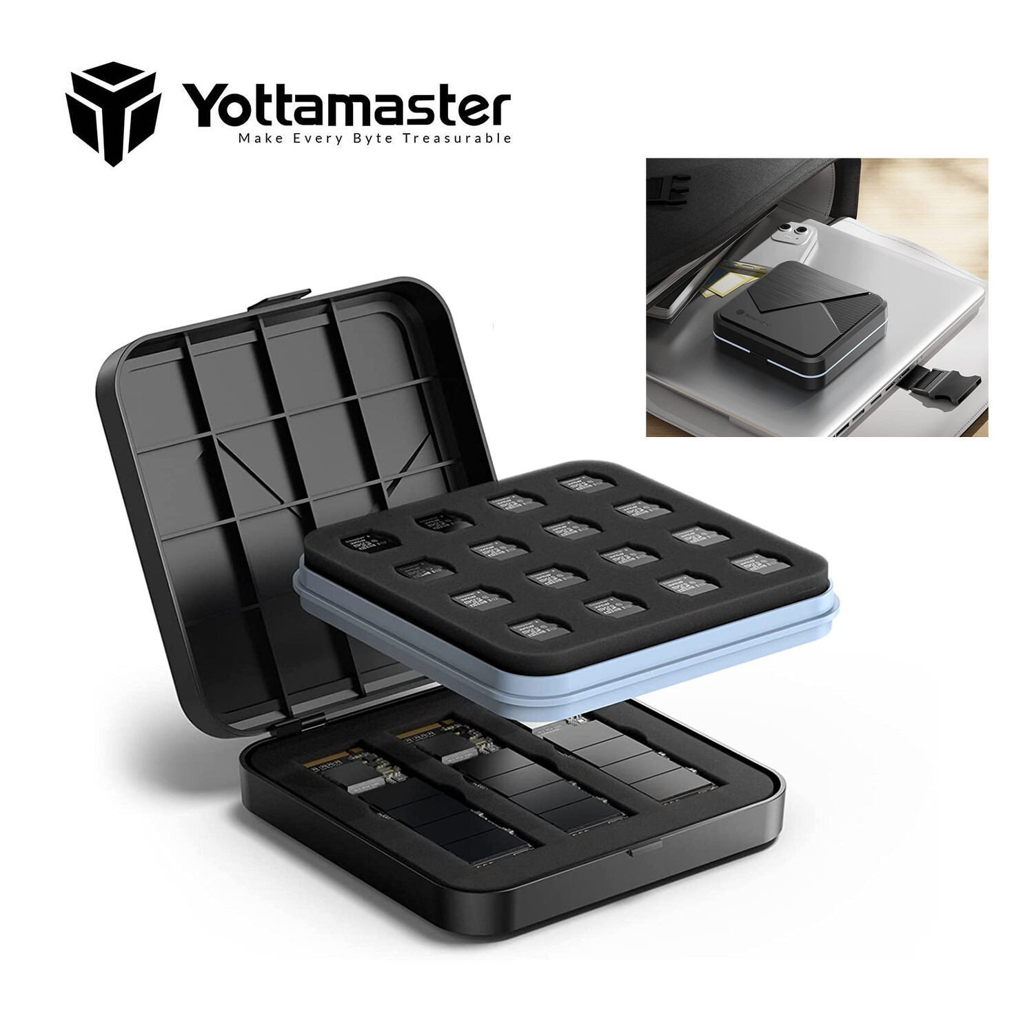 Yottamaster Memory Card Protection Case Holder Storage Fits Micro SD M.2 SSD CF