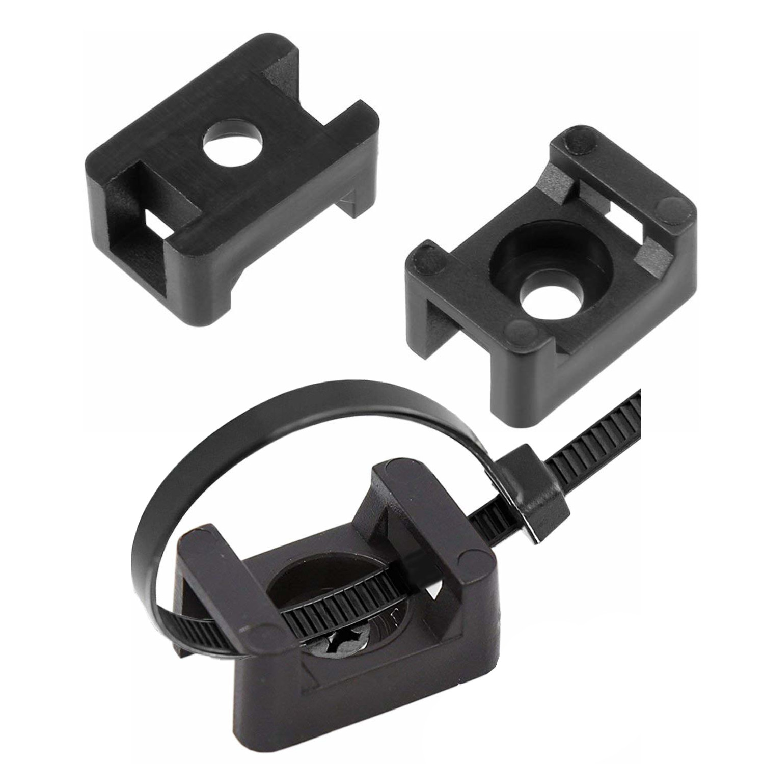 Black Nylon Screw Mount cable tie Base Cradle for 3.6, 4.8, 7.6, 9.0mm
