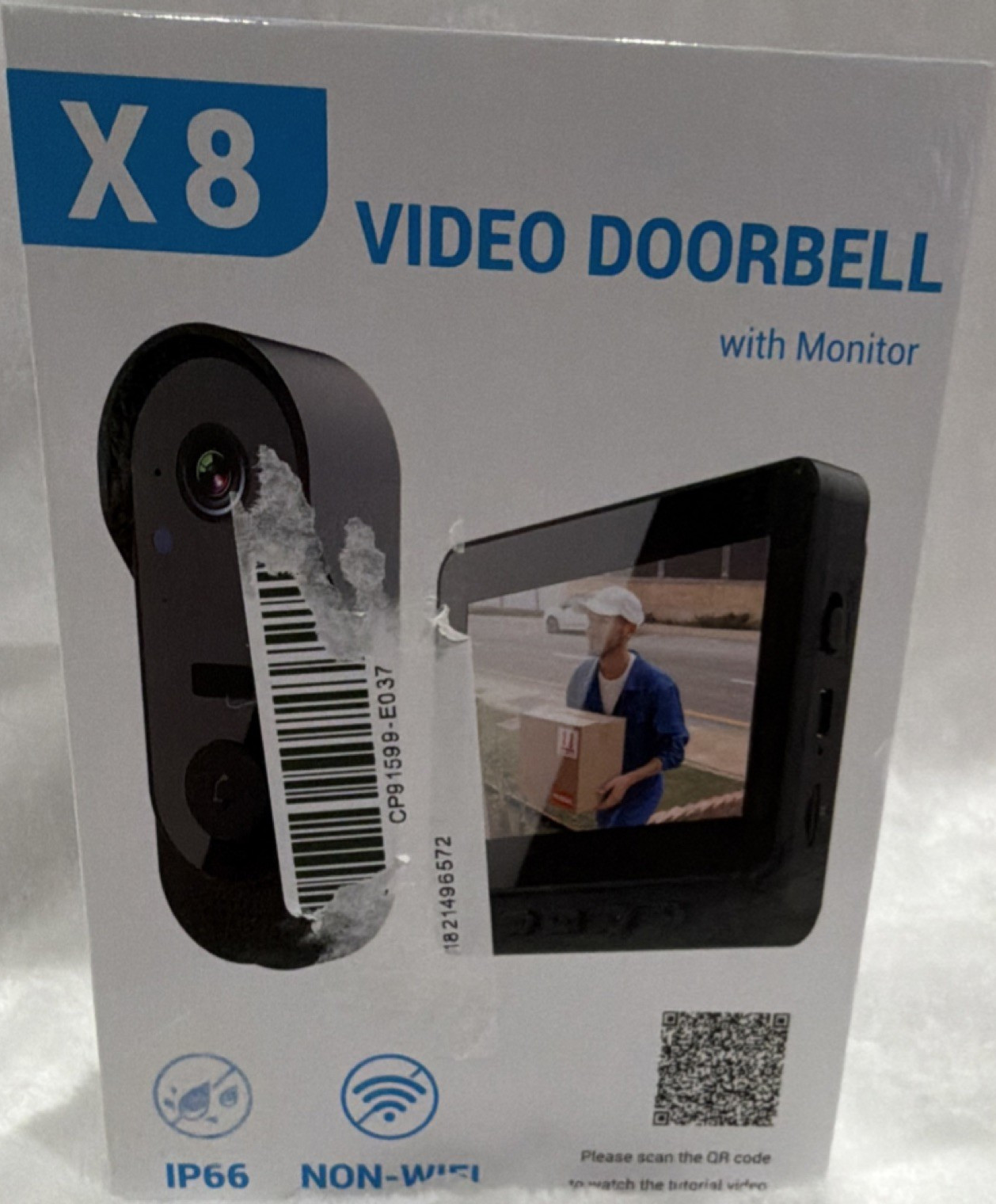 X8 Video Doorbell Monitor, Night Vision, Wired, Built-in Microphone