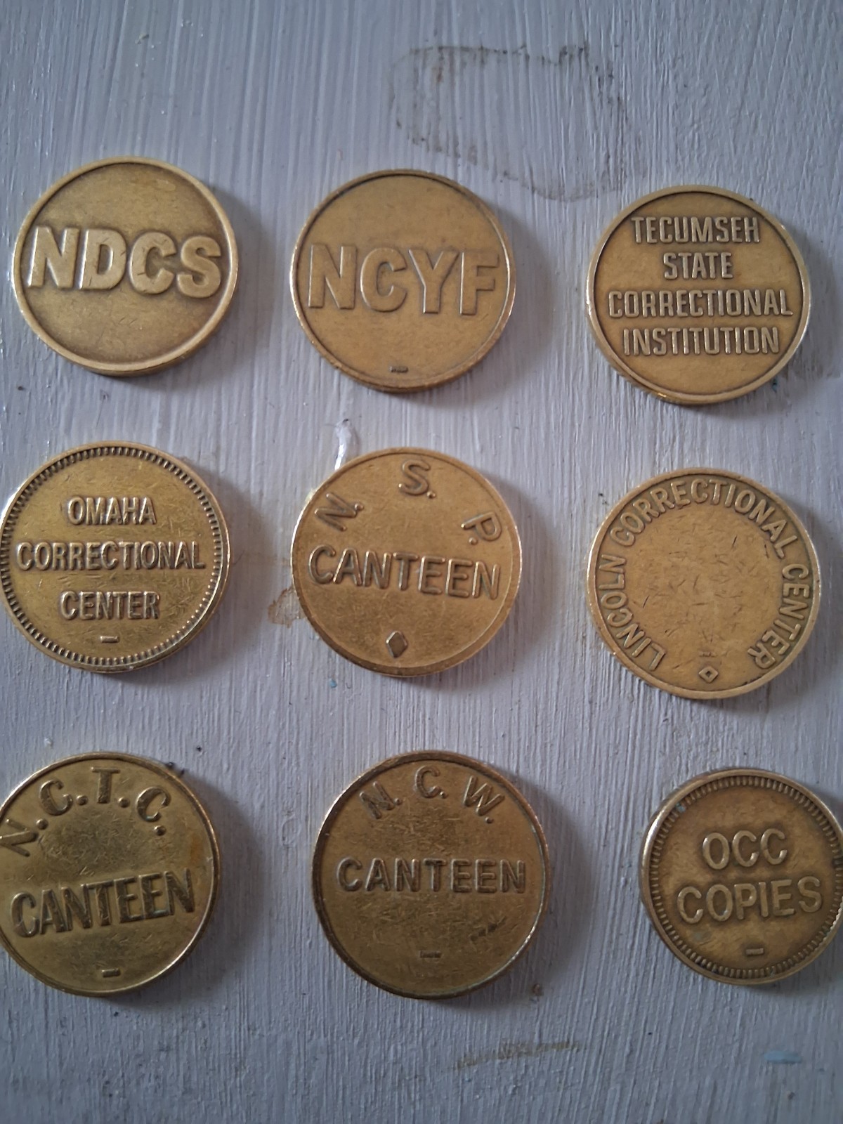 Nebraska Department Of Corrections Pop Tokens Full Set Of All Facilities