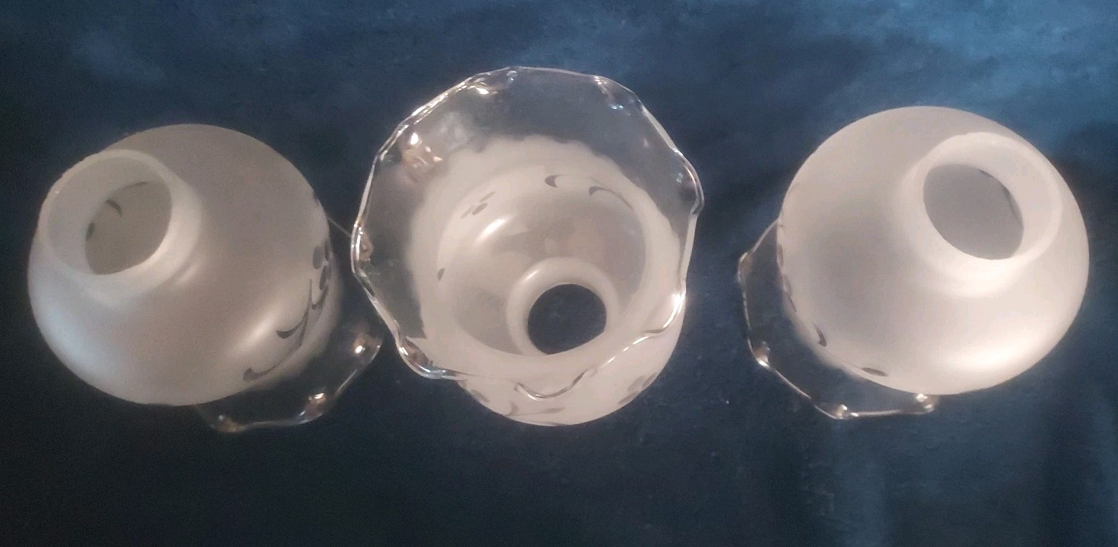 3 VinTaGe Globes for Chandelier or Gas Lights 5"tall x 4" top x 1 5/8"bottom