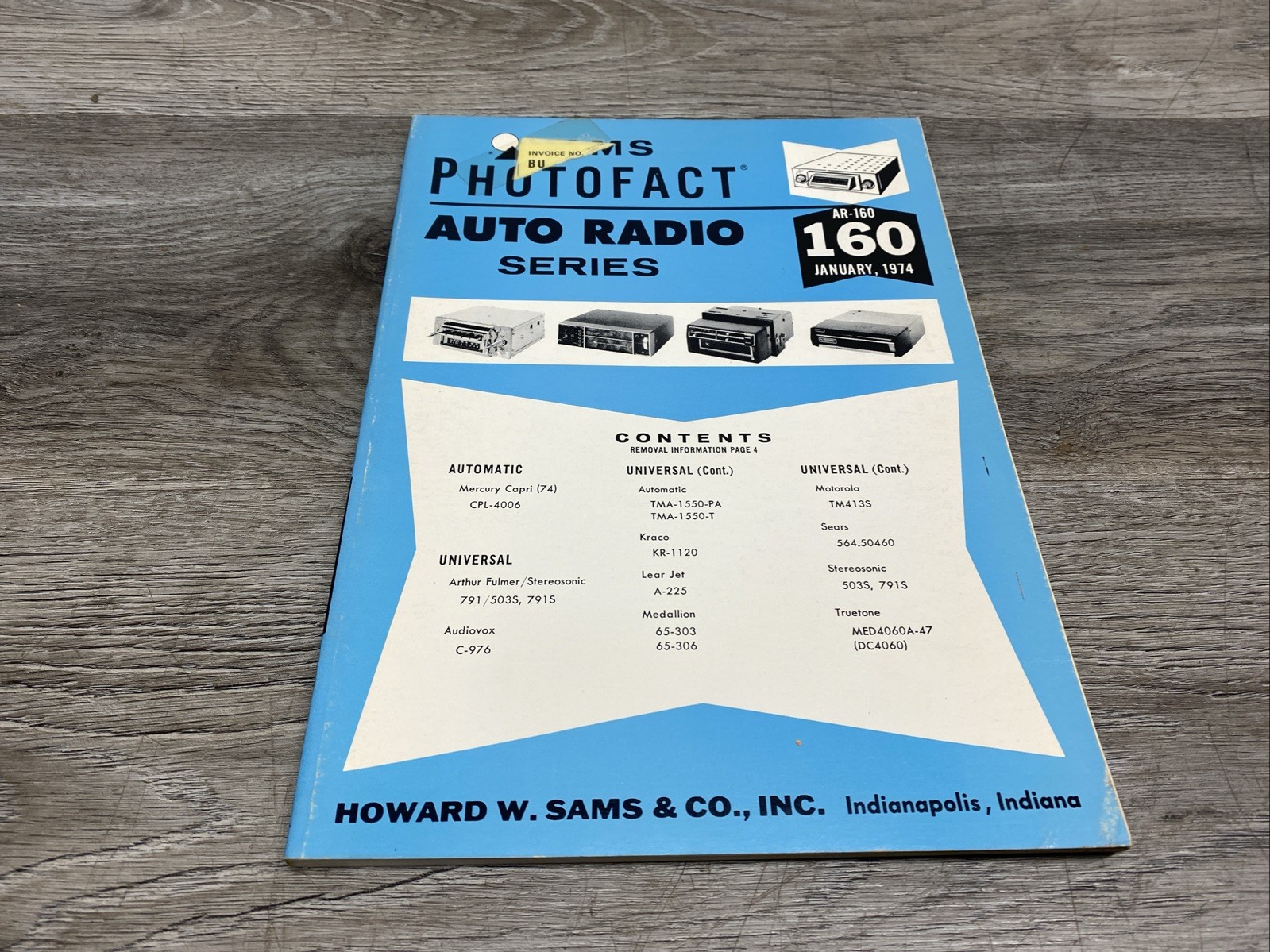 Sams Photofact Auto Radio Service Data Series Repair Magazine # AR-160