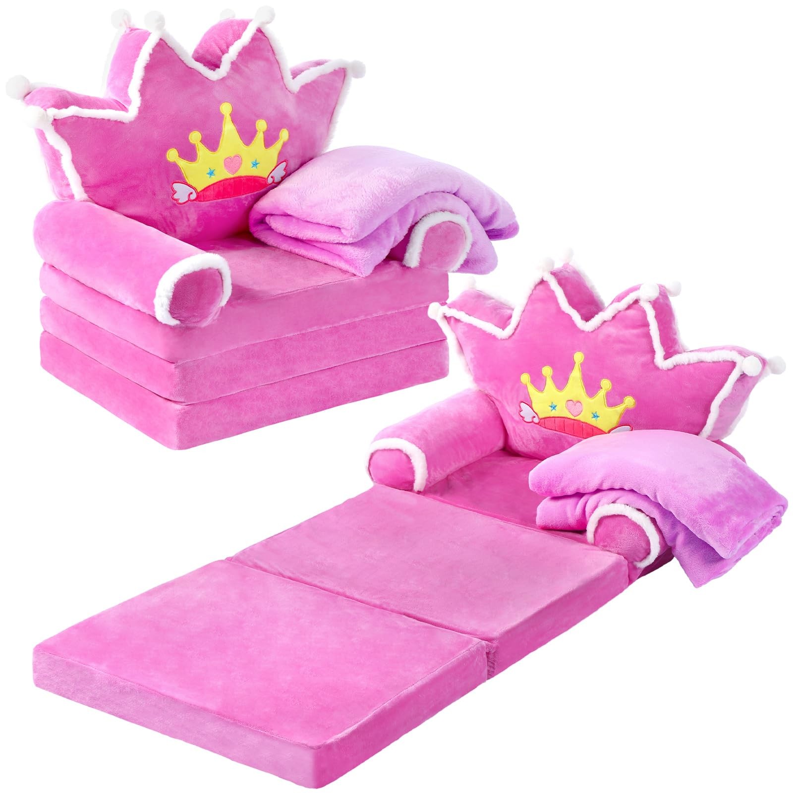 Gifts for Couch 2 in 1 Couch Fold Out with Flannel Blanket Set Soft Princess ...