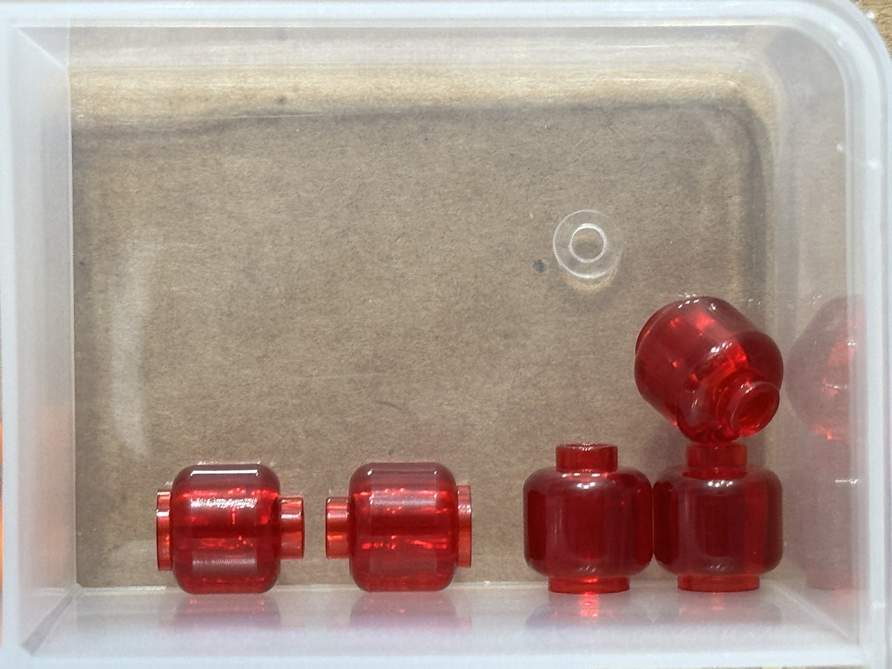 LEGO Parts - Trans-Red Minifigure, Head (Plain) - No 3626 - QTY 5