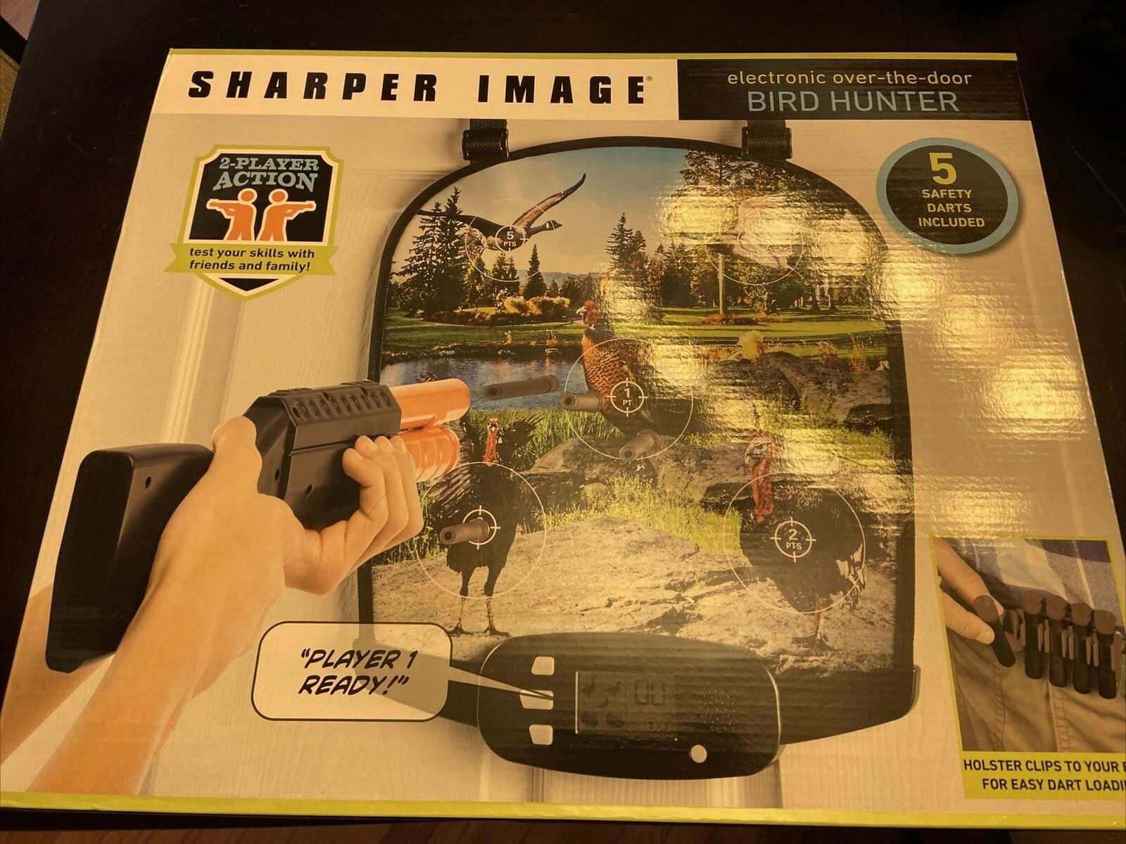 SHARPER IMAGE ELECTRONIC OVER THE DOOR BIRD HUNTER BOW & ARROW DART GAME NEW