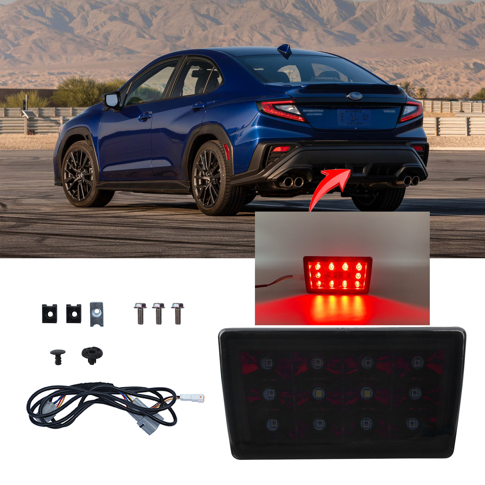 Fit 2022-2024 Subaru WRX Rear Lower Bumper LED Brake Light Len Tail Lamp Smoke