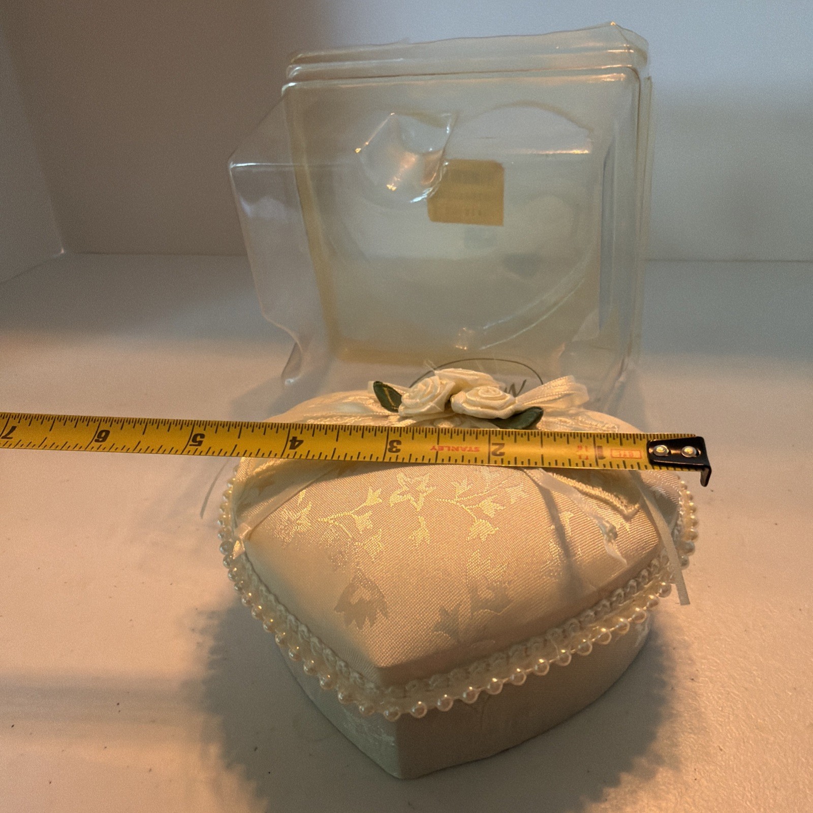 St John Fabric Heart Trinket Box Padded Floral