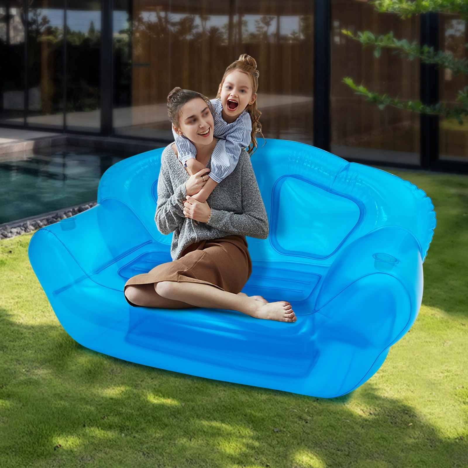 Inflatable Sofa Portable Inflatable Double Person Couch Patio Yard Camping Sofa