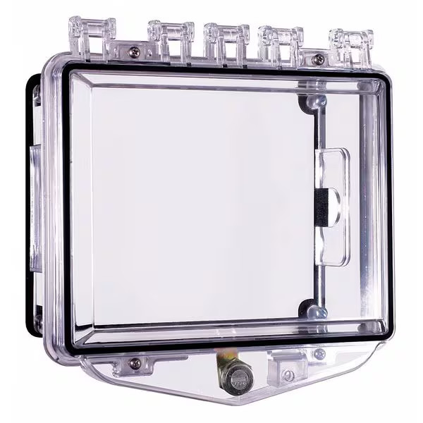 Wall Fixture Guard/Enclosure, Polycarbonate, Surface Mount, Open Back, Lockable,