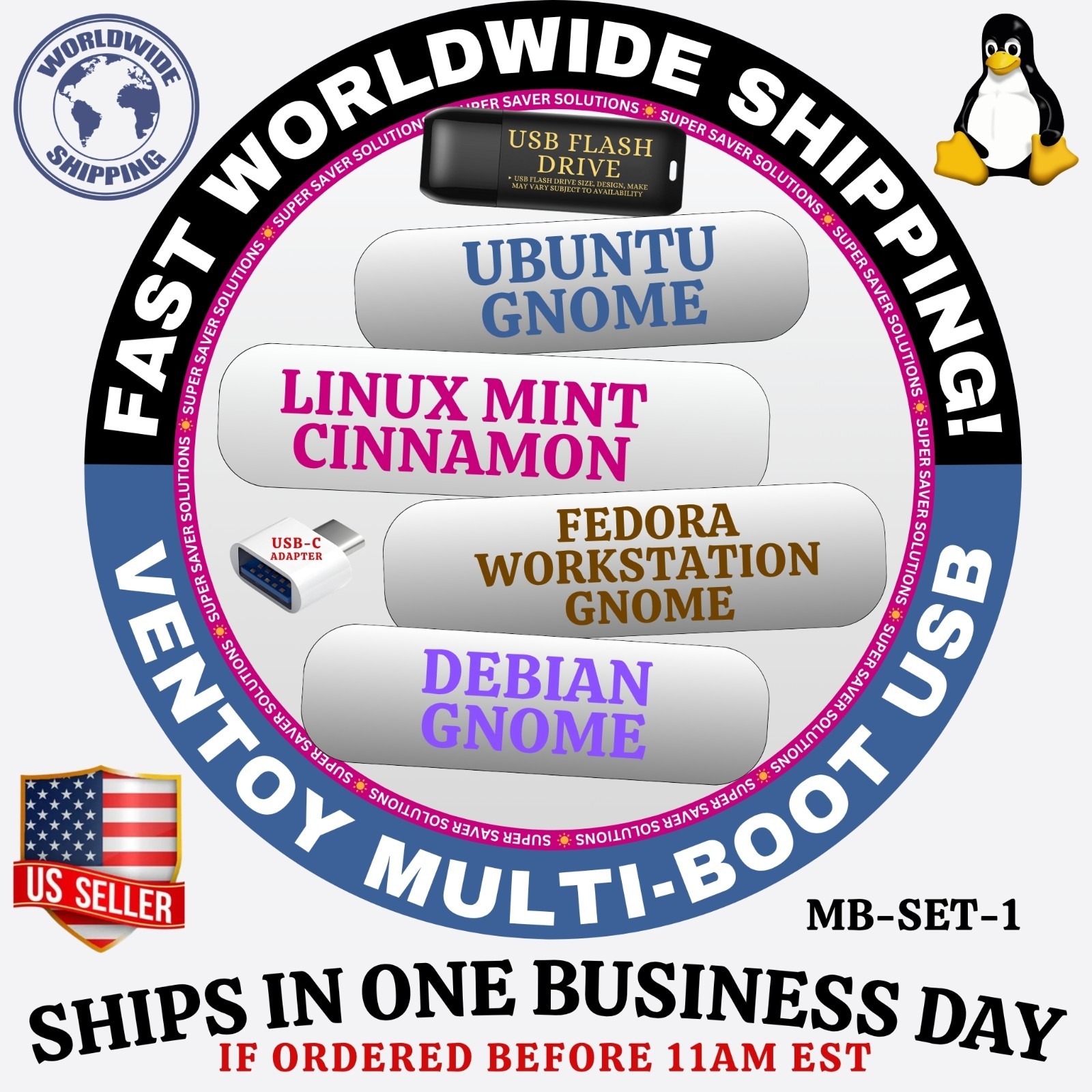 MULTI-BOOT LINUX DISTRO MASTER BUNDLE WITH 4-IN-1 USB FOR PC / VENTOY | SET#1