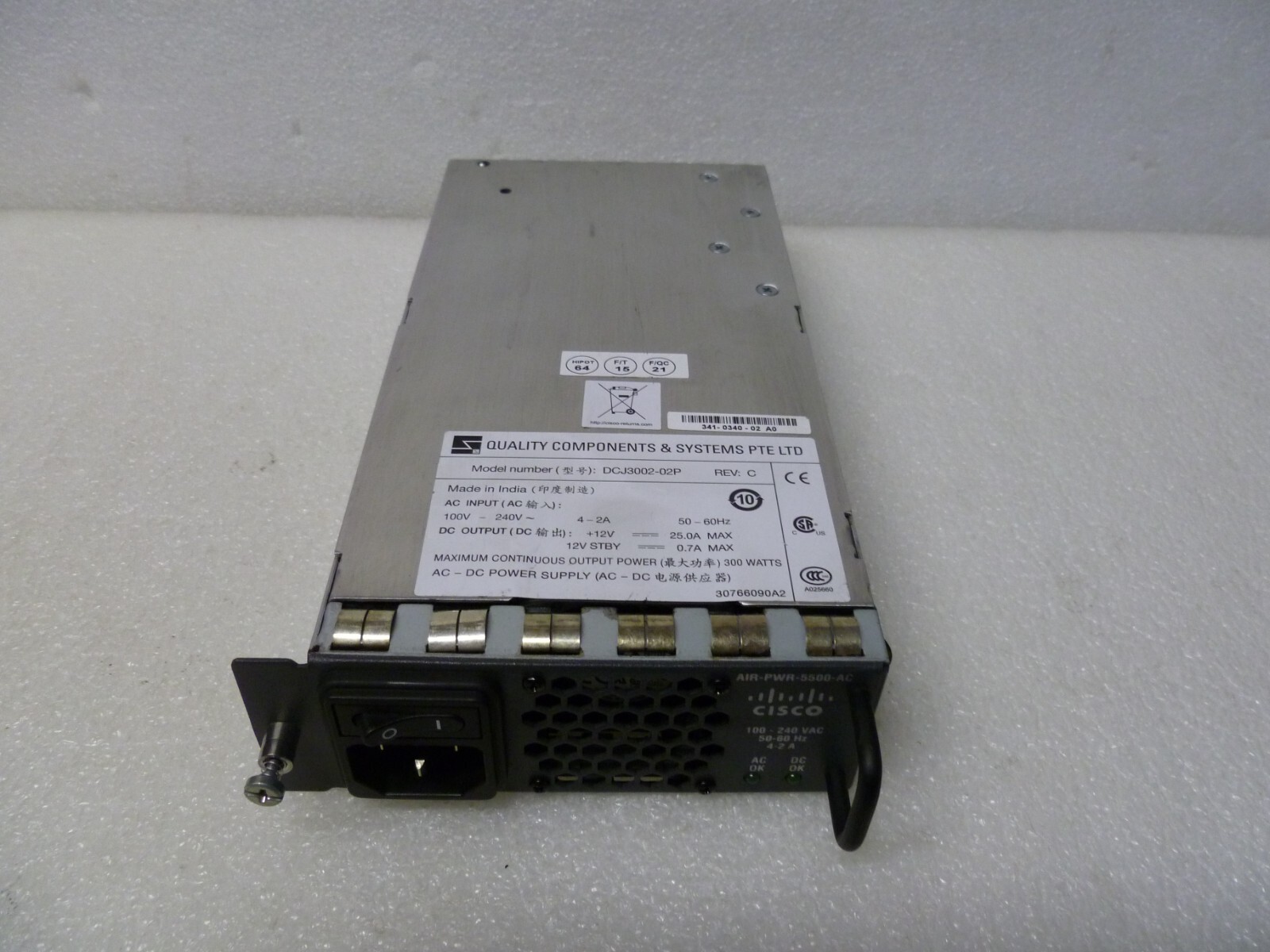 Cisco AIR-PWR-5500-AC DCJ3002-02P 12v 300 Watts Power Supply