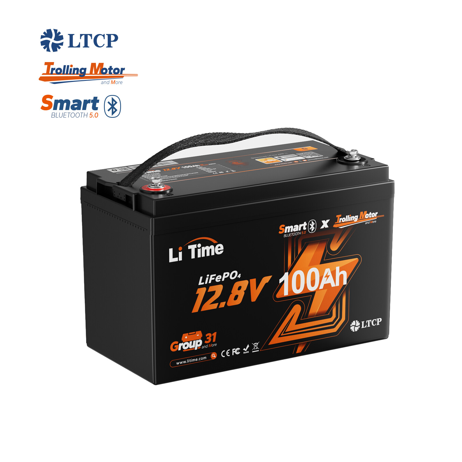 Litime 12V 100Ah TM Bluetooth Low-Temp Lithium LiFePO4 Battery BMS For Marine RV