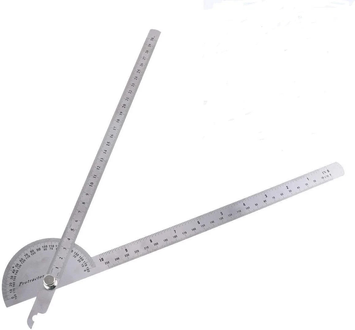 0-180 Degree Angle Finder, Stainless Steel round Head Rotary Protractor Scale An